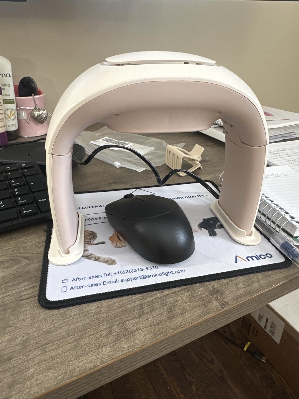 Desk Mouse Pad Hand Warmer Super Quiet, 110v 100w Heated Mouse Pad Hand Warmer, Personal Desk Heater Energy Efficient Ceramic Office with Thermostat Low Wattage - Black customer photo 2