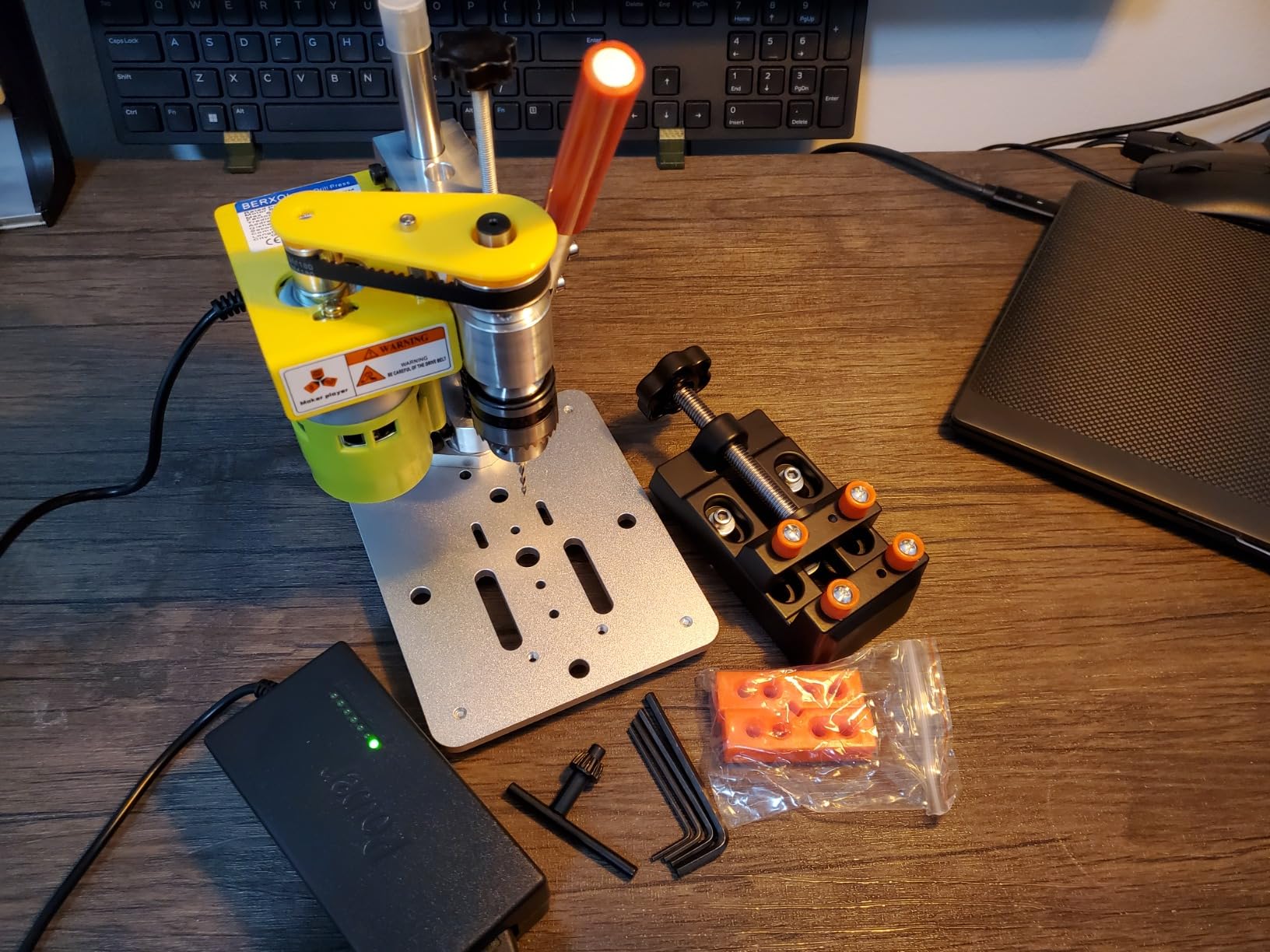 Mini Drill Press, Benchtop Drill Press, Portable Electric Drilling Machine, CNC 795 Motor, B10 Chuck, Drill Bit and Clamp for Metal Wooden Jewelry DIY and Crafts Projects customer photo 1