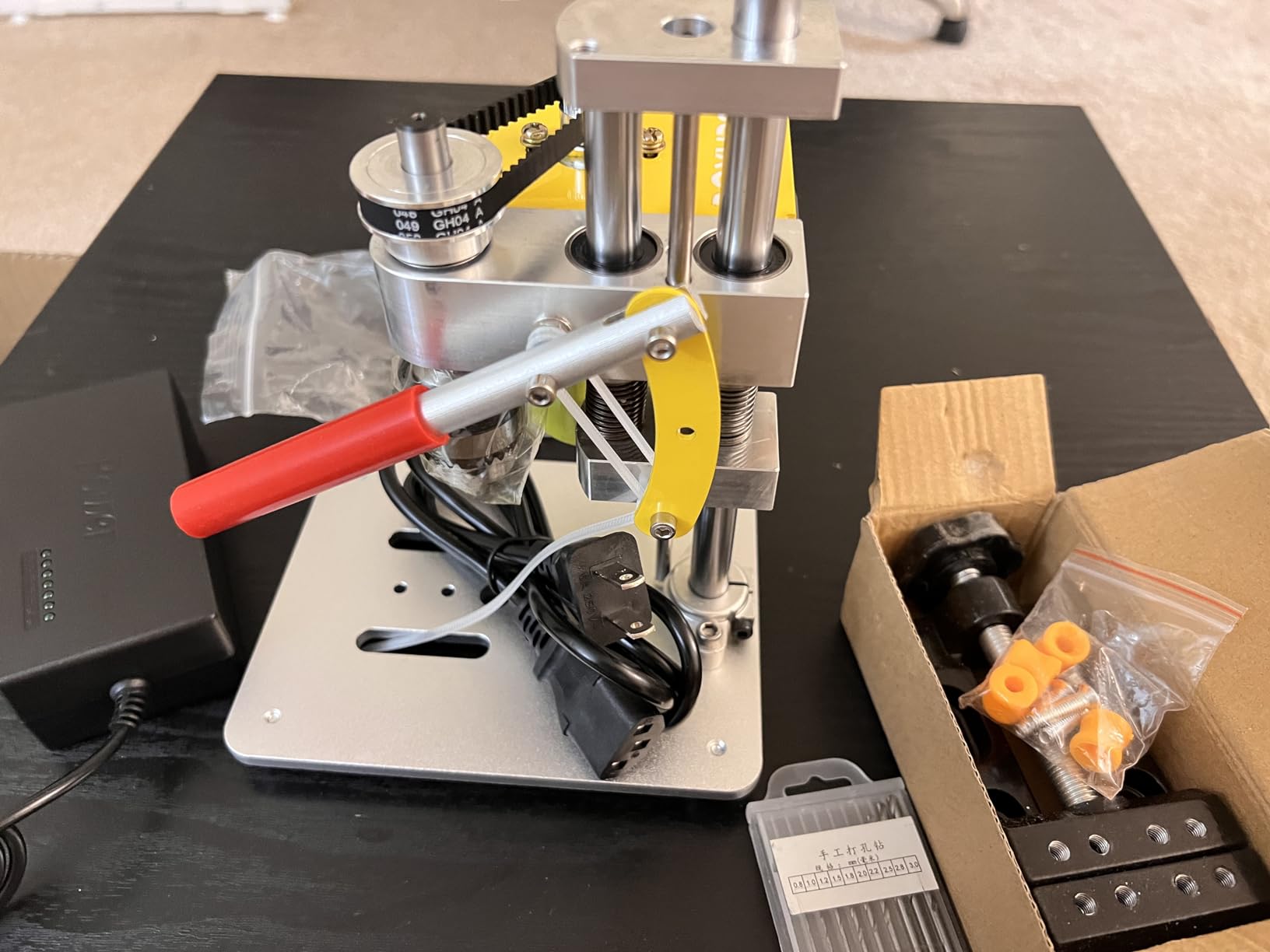 Mini Drill Press, Benchtop Drill Press, Portable Electric Drilling Machine, CNC 795 Motor, B10 Chuck, Drill Bit and Clamp for Metal Wooden Jewelry DIY and Crafts Projects customer photo 2