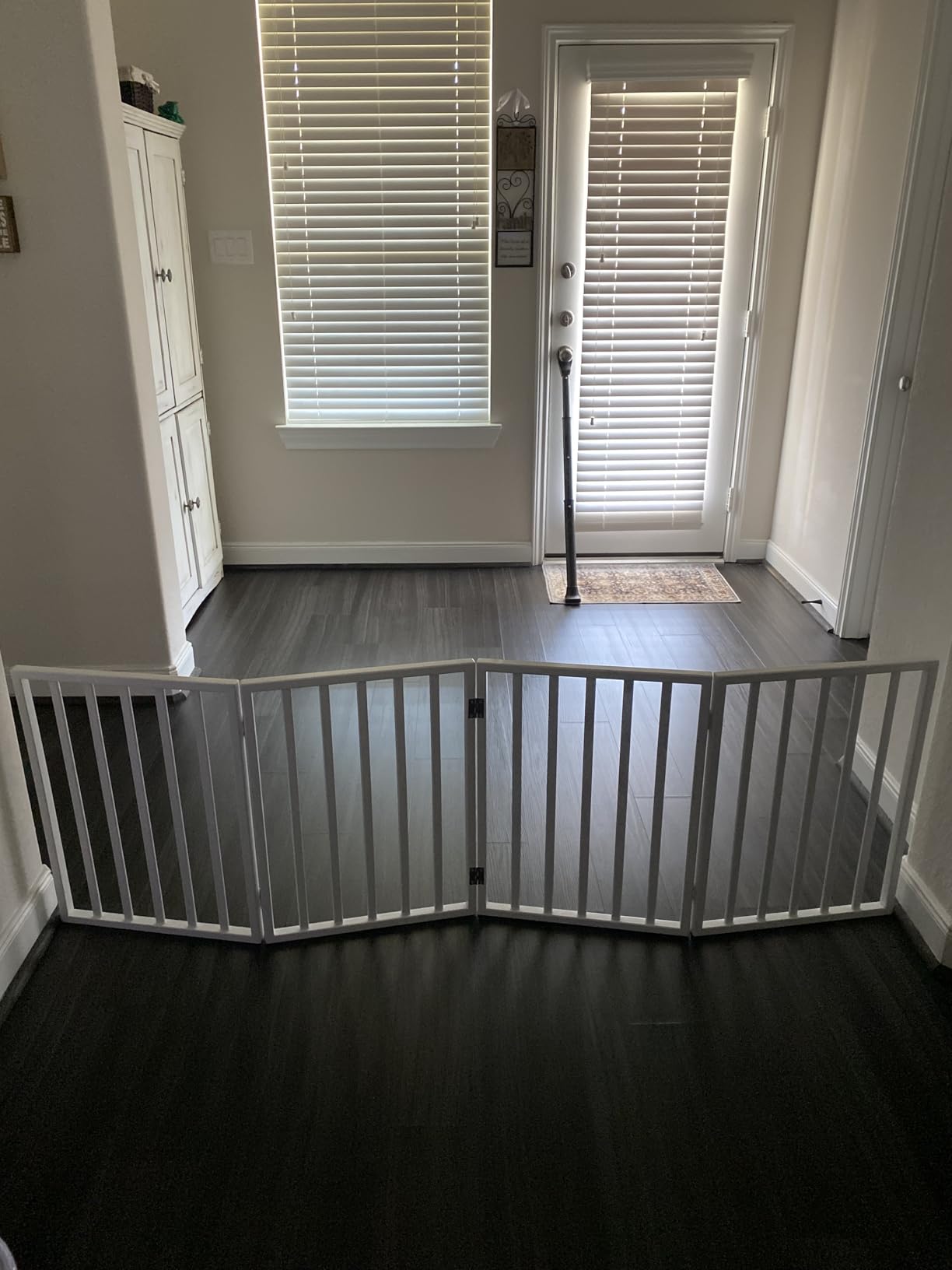 Pet Gate - 3-Panel Indoor Foldable Dog Fence for Stairs, Hallways, or Doorways - 54x24-Inch Wood Freestanding Dog Gates by PETMAKER (Black) customer photo 1