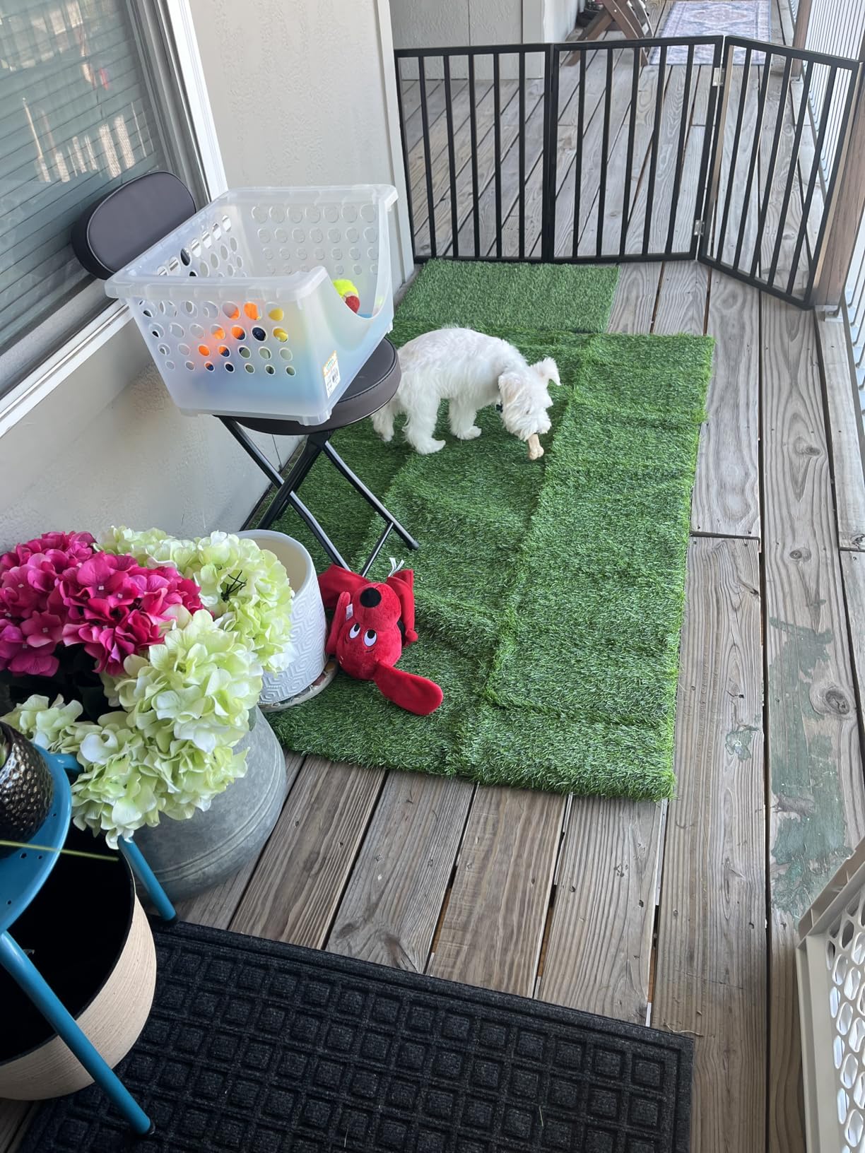 Pet Gate - 3-Panel Indoor Foldable Dog Fence for Stairs, Hallways, or Doorways - 54x24-Inch Wood Freestanding Dog Gates by PETMAKER (Black) customer photo 2