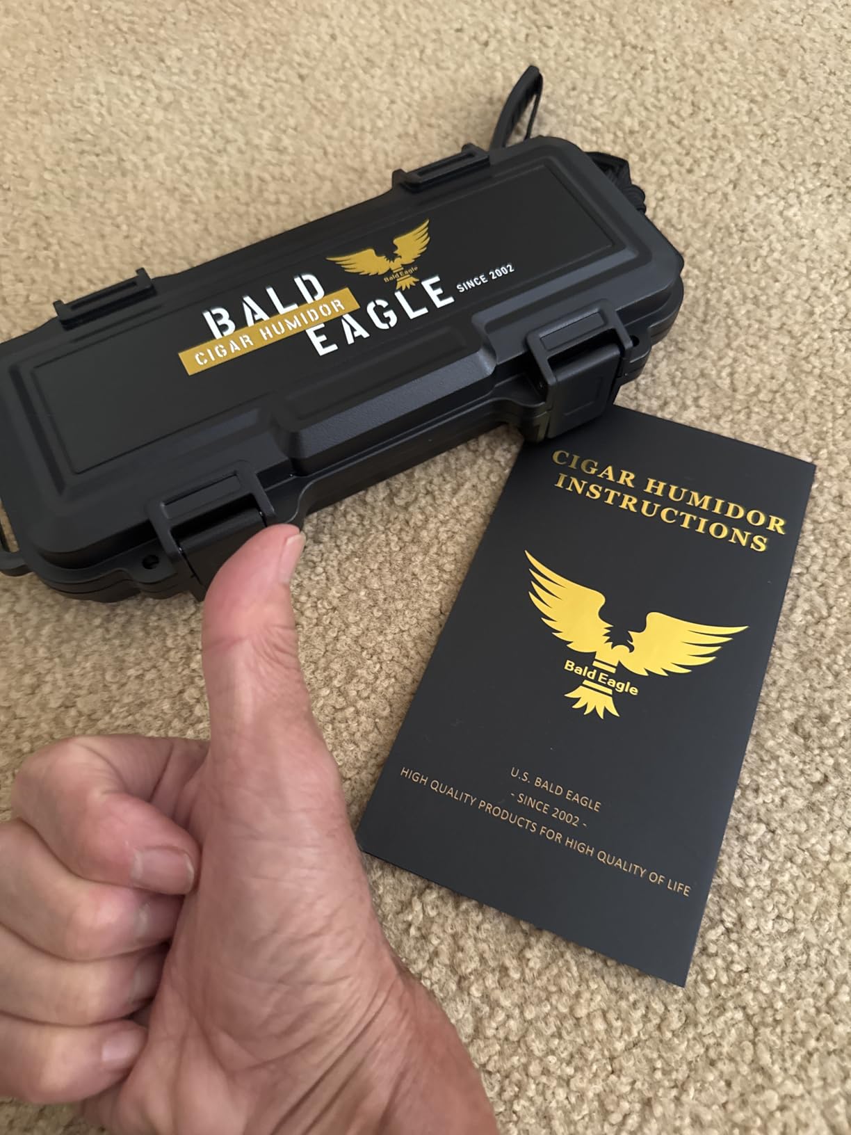 Bald Eagle Cigar Humidor Box, Travel Humidor with Humidifier Hygrometer, Portable Case for 5 Cigars, Waterproof | Crushproof | Airtight customer photo 1