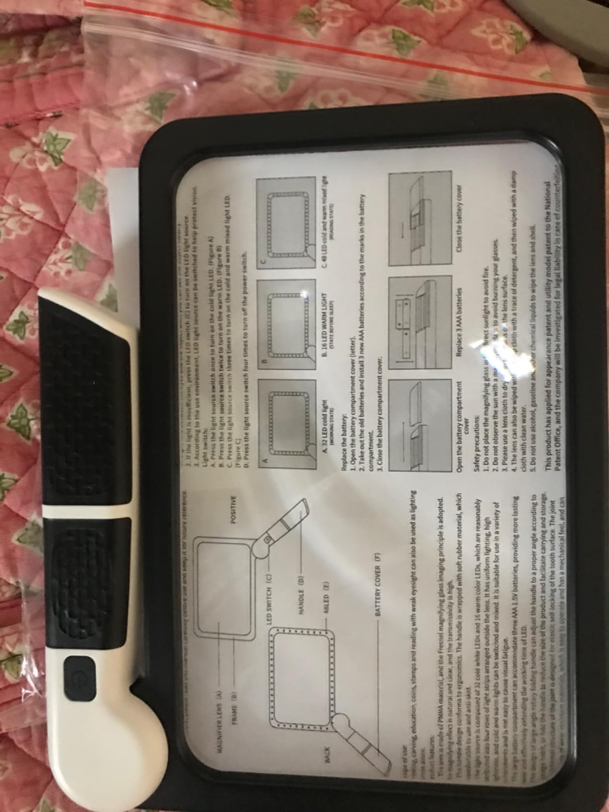 5X Magnifying Glass with Light, Lightweight Full Page Magnifier for Reading, Large Lighted Magnifier with 48 LED Light and Anti-Glare Lens, Ideal Gift for Seniors, Macular Degeneration, Low Visions customer photo 2