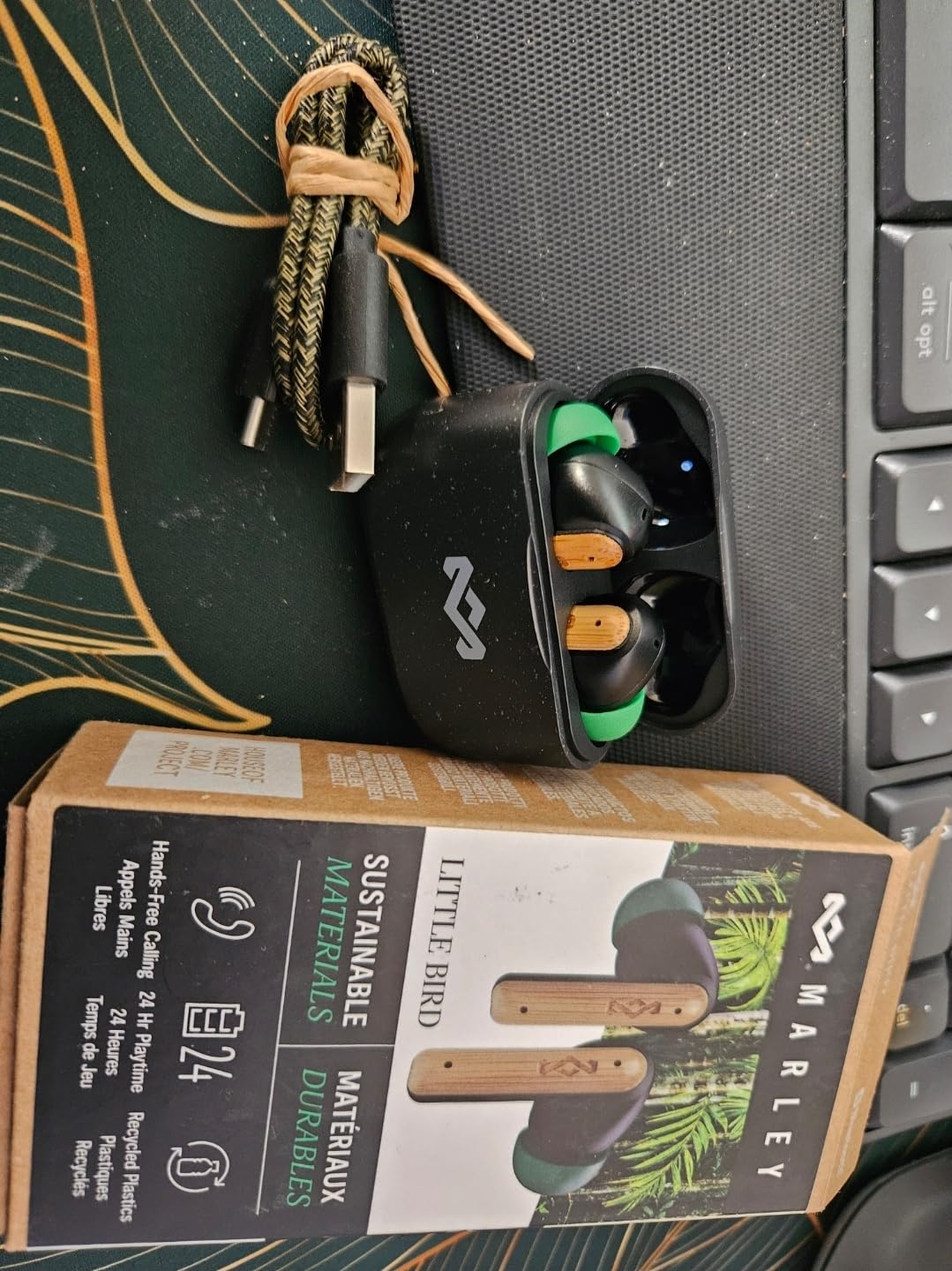 House of Marley Little Bird True Wireless Earbuds, Touch Controls, Built-in Mic, 24 Hours Playtime with Case, USB-C Quick Charge, Sustainable Materials, Movie and Gaming Mode, Cream customer photo 1