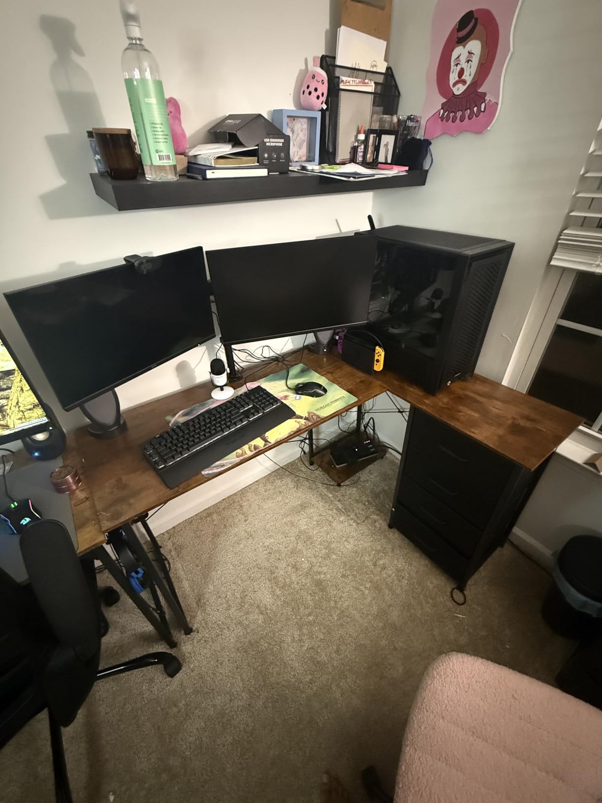 AODK L Shaped Gaming Desk with 4 Drawers, 61