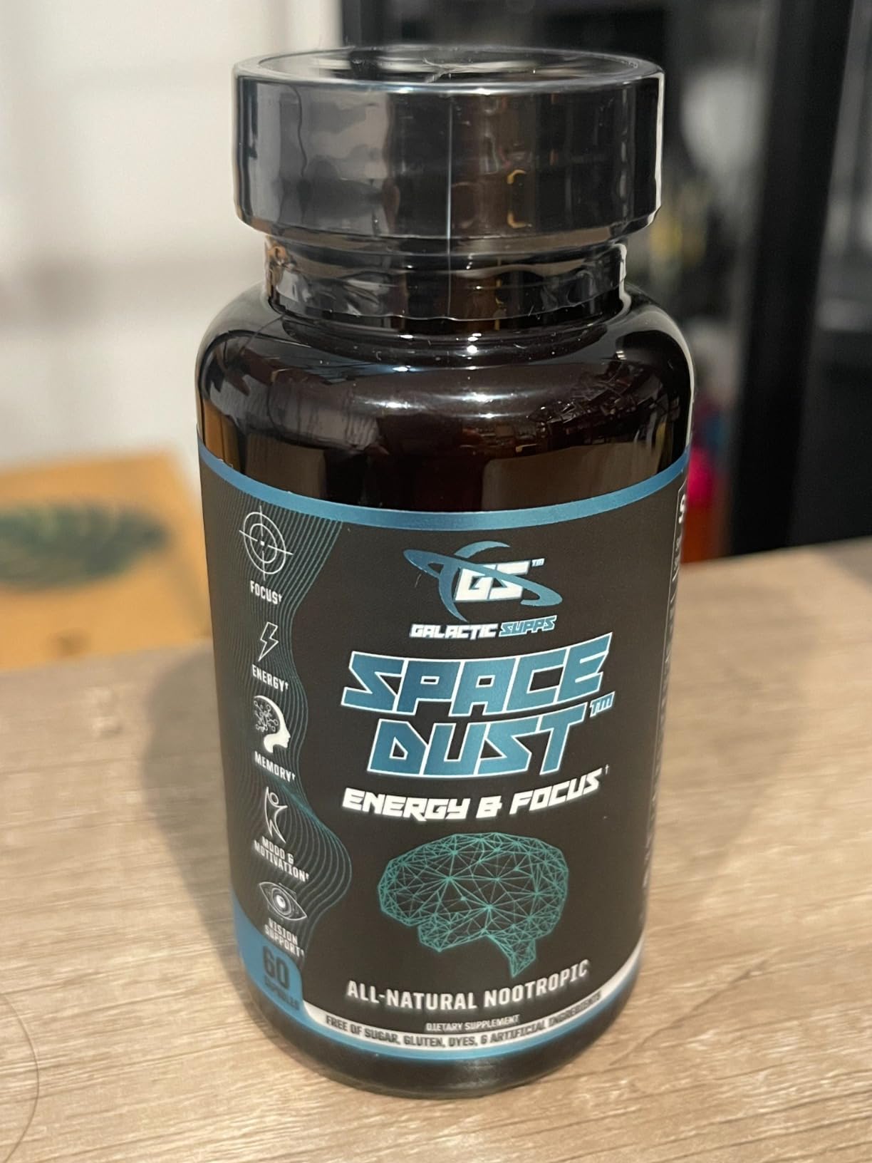 Space Dust Brain Supplements for Memory and Focus - Nootropic Focus Supplement for Brain Health & Mind Boost with TeaCrine, Caffeine, L-Tyrosine, L-Theanine - Cognitive Support Capsules, 60 Count customer photo 1