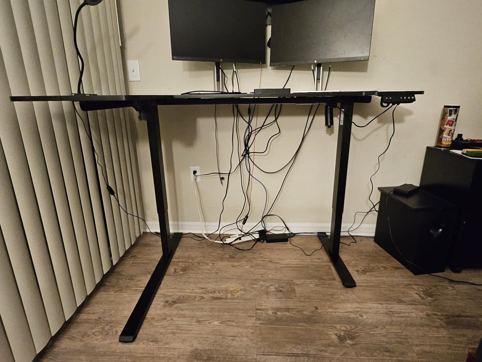 59 Inch L Shaped Standing Desk Adjustable Height, Gaming Electric Corner Standing Desk, Sit Stand Computer Table with Reversiable Splice Board, Black Carbon customer photo 2