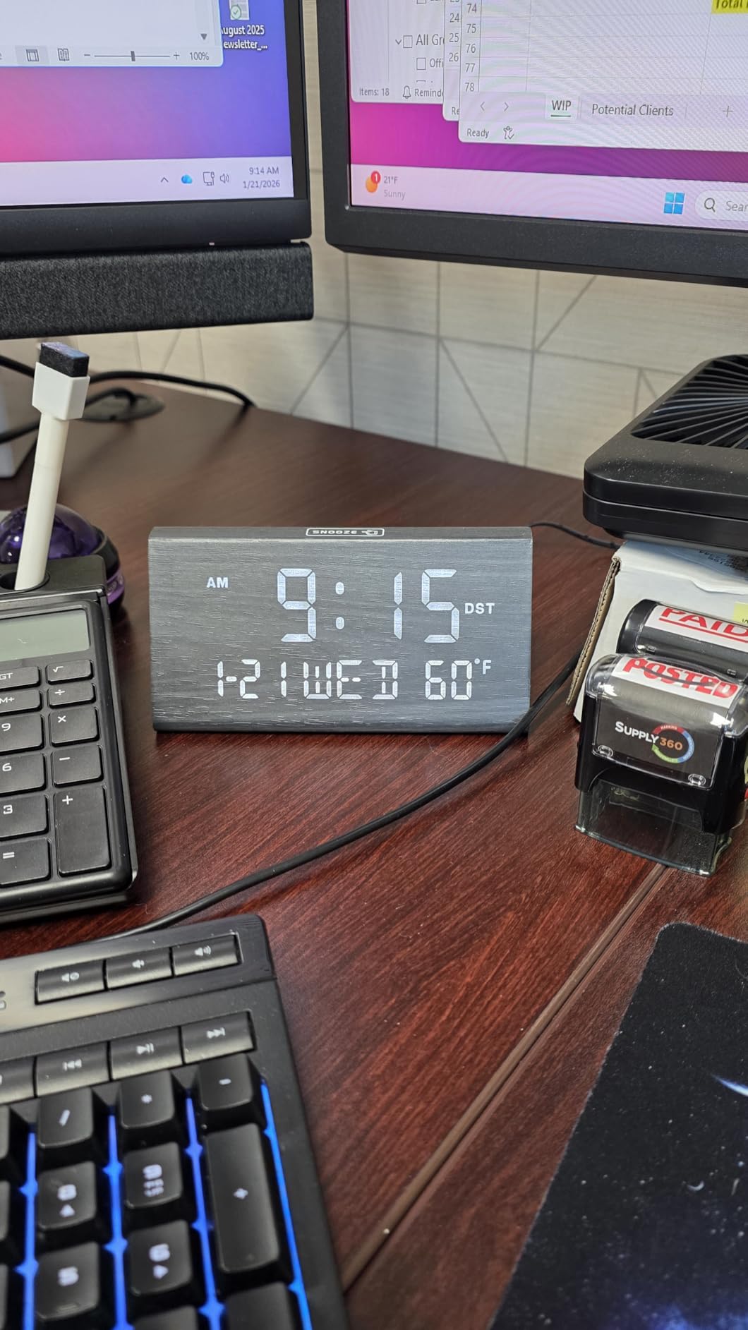 DreamSky Digital Clock with Date and Day of Week - Large Calendar Clock for Seniors Elderly, Loud Alarm Clock for Bedroom Desk, Backlight Dimmer, Adjustable Volume, USB Port, Auto DST, Battery Backup customer photo 1