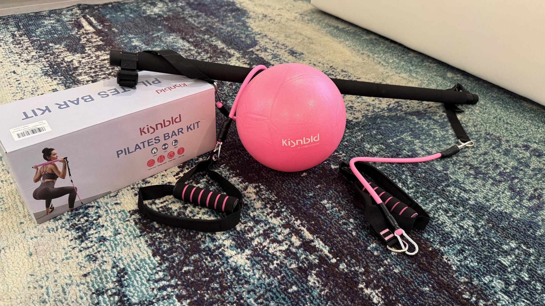 Pilates Bar Kit with Resistance Bands, Multifunctional Pilates Bar with 3 Set Exercise Resistance Bands, Portable Pilates Equipment for Women Home Gym Yoga Workouts customer photo 2