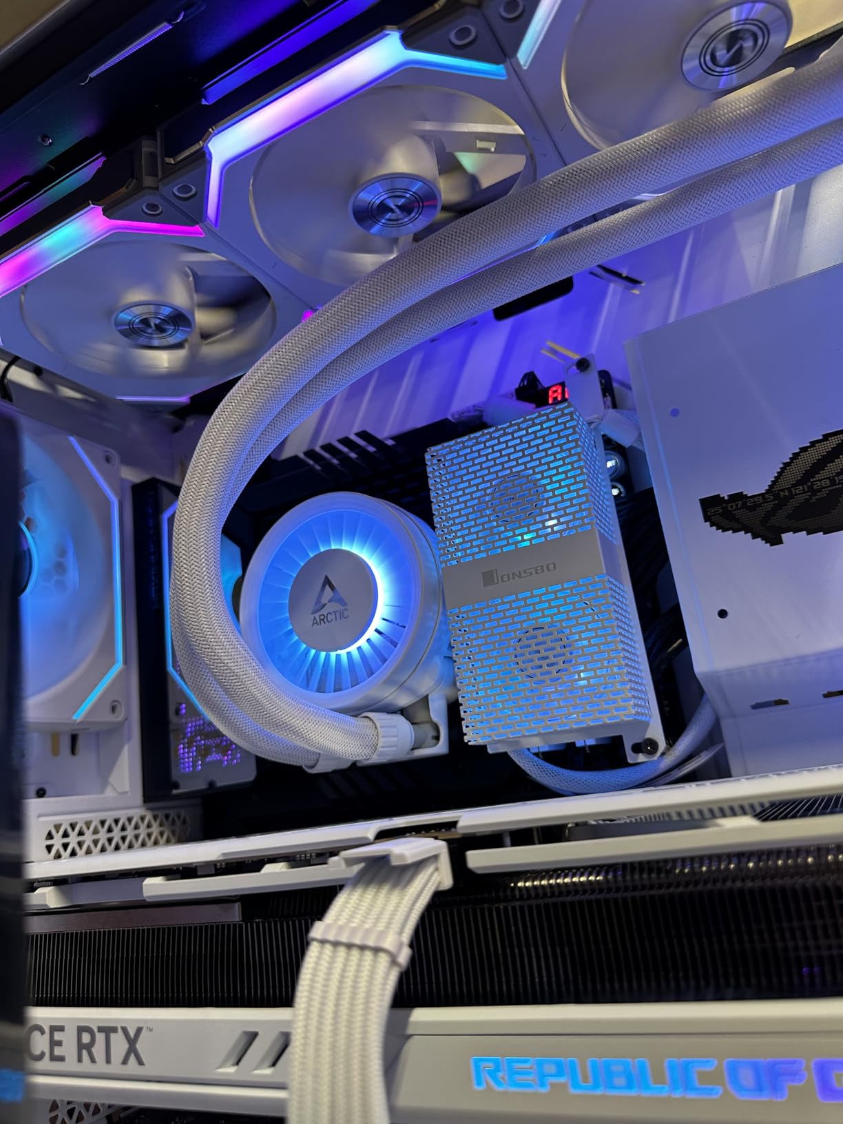 Cooling Fan Memory Active Heatsink Cooling Solution for DDR DDR2 DDR3 DDR4 DDR5 Cooler RAM Enhances Performances and Stability, Size:Approx.120x62x28mm, White RGB Sync Version customer photo 2