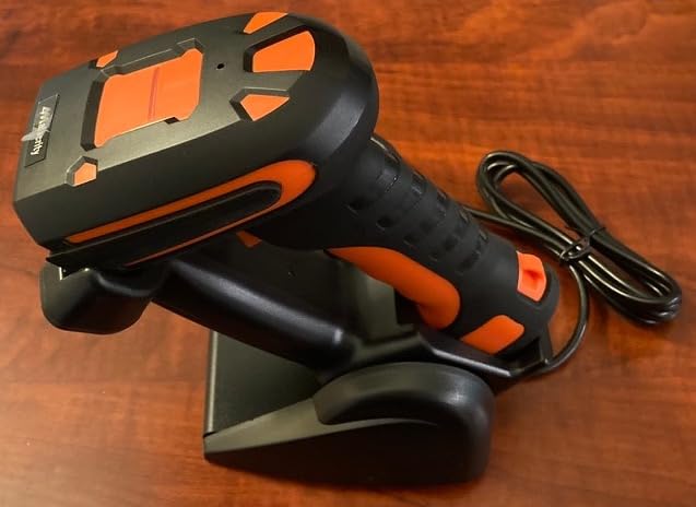 Alacrity Upgraded 2D Industrial Barcode Scanner with Wireless Charging Stand, 1968 Feet Transmission Distance 433Mhz Wireless & Bluetooth 2in1 Barcode Reader, Shock Dust Proof Hands Free, Green customer photo 2