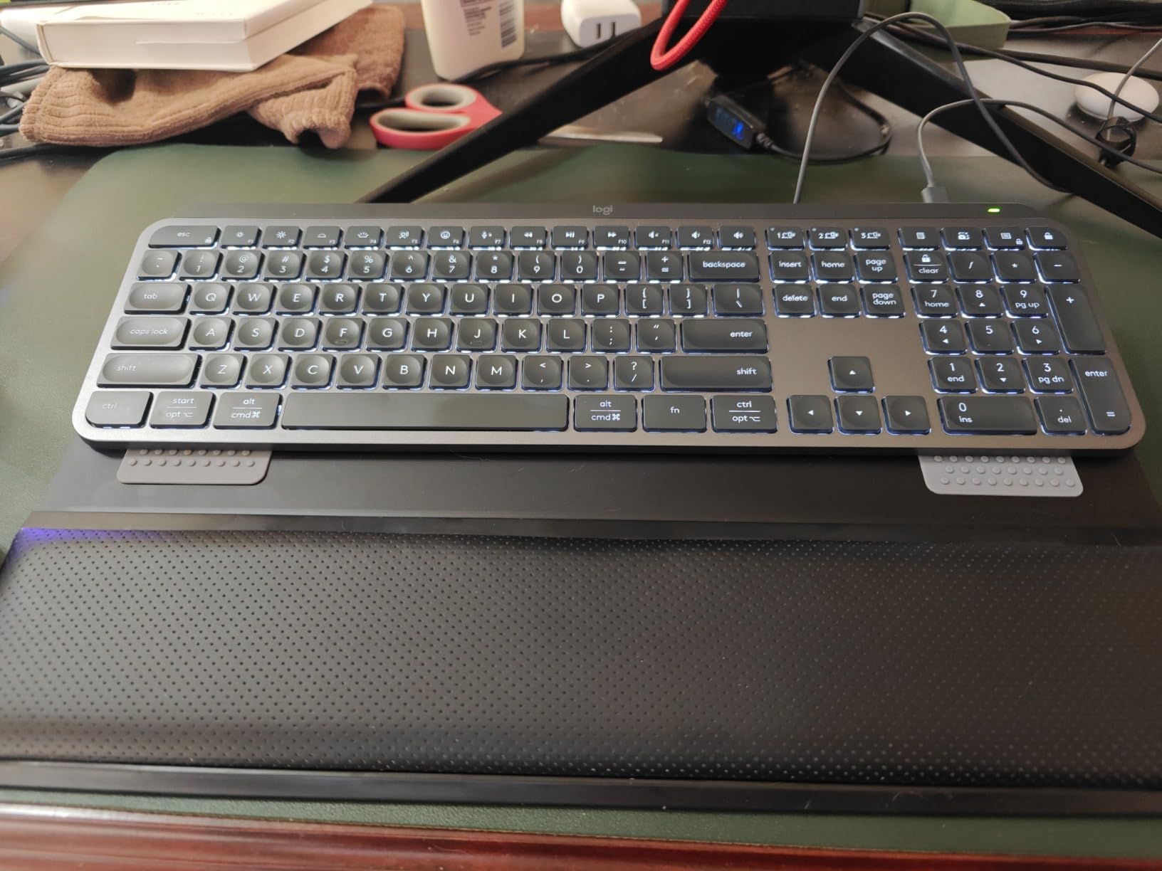 Computer Keyboard Stand with Wrist Rest & Storage Tray - Acrylic Keyboard Riser for Office Desk Accessories Decor, Ergonomic Keyboard Holder for Home Comfortable Typing - Fits All Keyboard Sizes customer photo 2