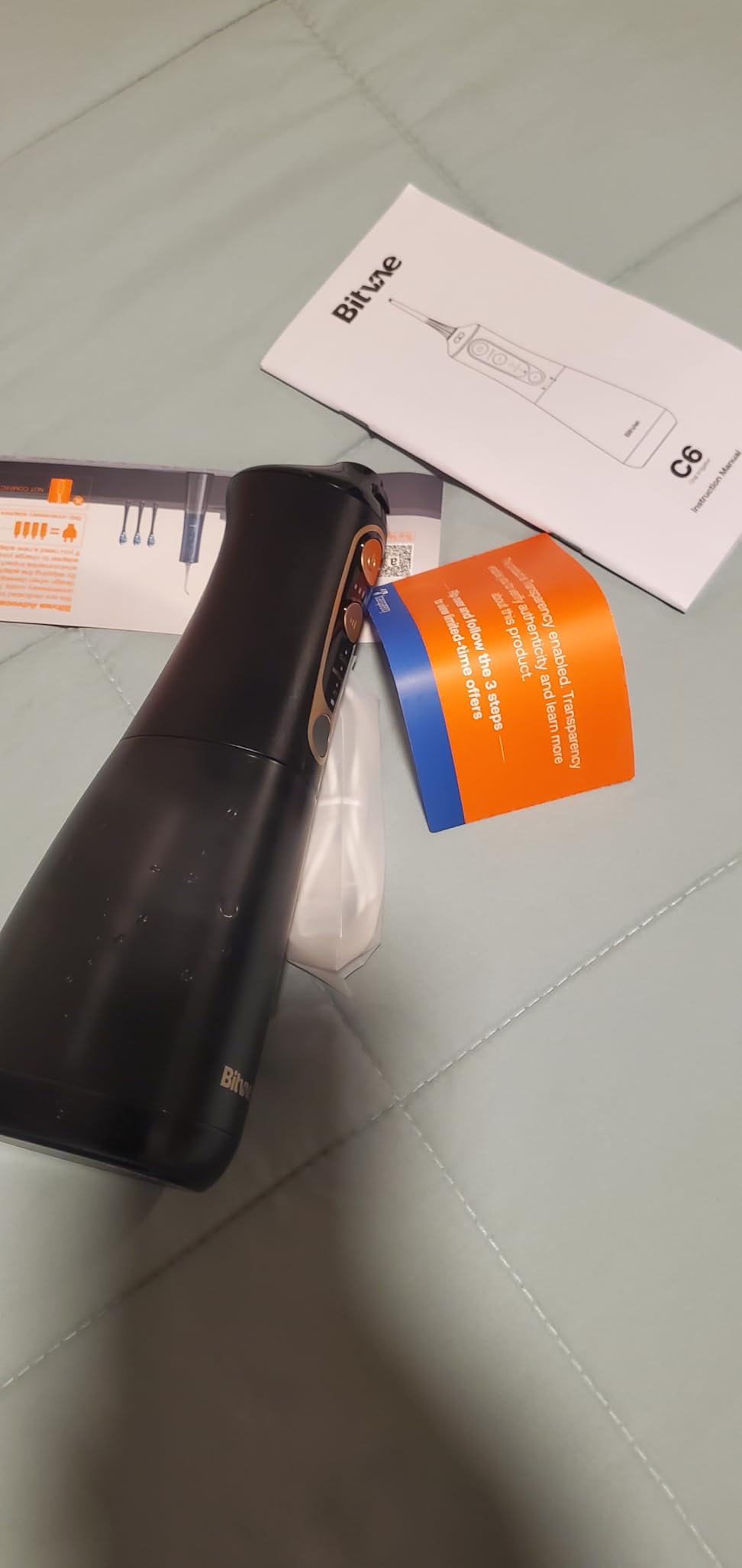 Bitvae C6 Water Dental Flosser for Teeth, Cordless Flosser for Travel with 6 Jet Tips, 3 Modes 5 intensities, IPX7 Waterproof Portable & Rechargeable Oral Irrigator Cleaner, Black customer photo 1