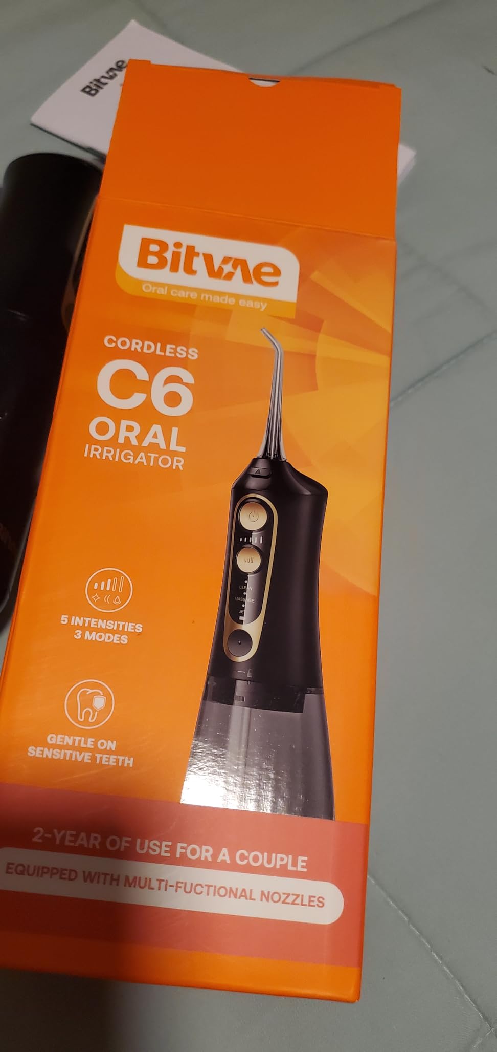 Bitvae C6 Water Dental Flosser for Teeth, Cordless Flosser for Travel with 6 Jet Tips, 3 Modes 5 intensities, IPX7 Waterproof Portable & Rechargeable Oral Irrigator Cleaner, Black customer photo 2