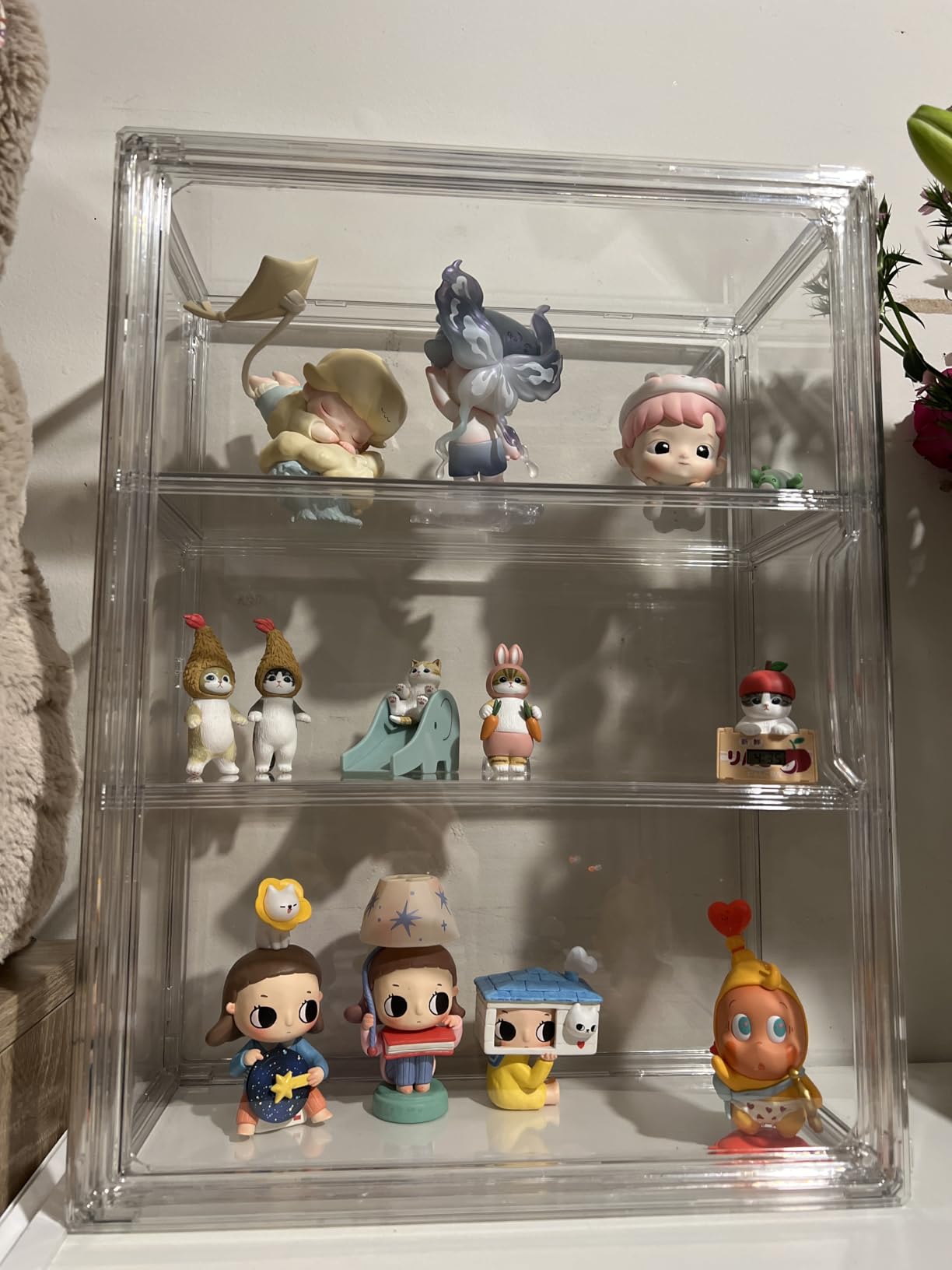 3 Tiers Clear Display Case for Figures, Acrylic Storage Organizers Box with Magnetic Door, Wall-Mounted Dustproof Showcase for Collectibles Action Figure customer photo 1