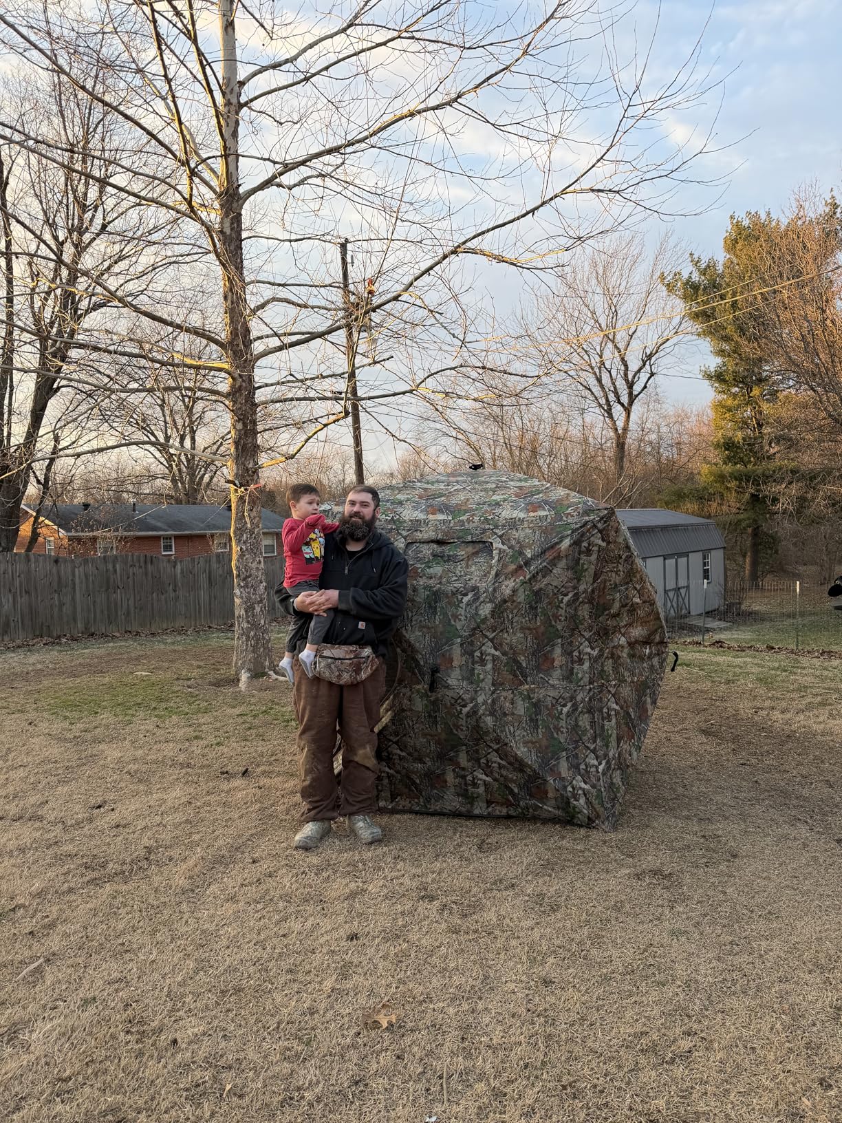 FUNHORUN Hunting Blind with Floor Mat, 360 Degree See Through Ground Blind with Carrying Bag, 2/3/4 Person Pop Up Camouflage Tent Portable Concealed Shelter customer photo 1