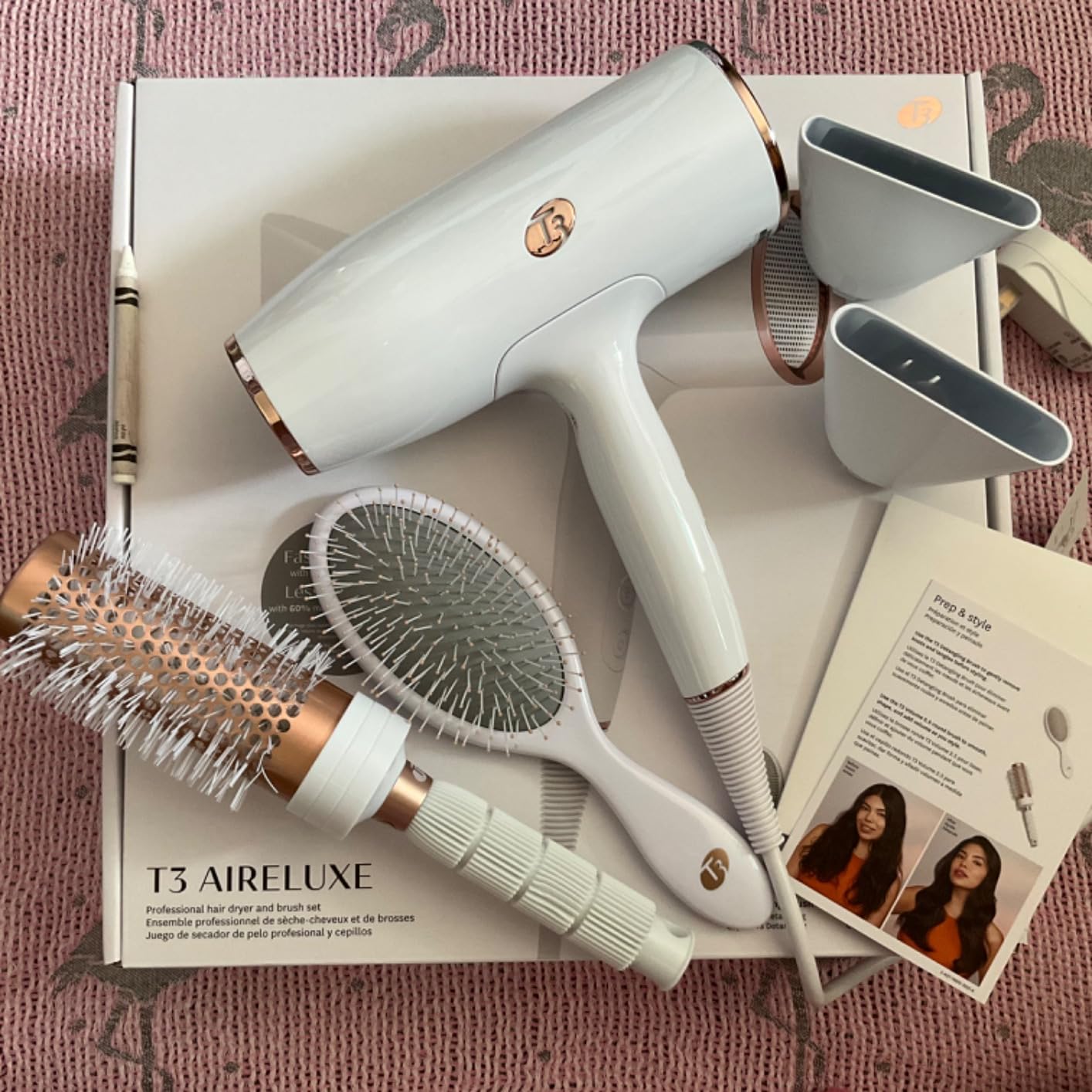 T3 AireLuxe Professional Ionic Hair Dryer and Brush Set, with 5 Heat and 3 Speed Settings, Ion Generator, Cool Shot, Includes Paddle Brush and 2.5