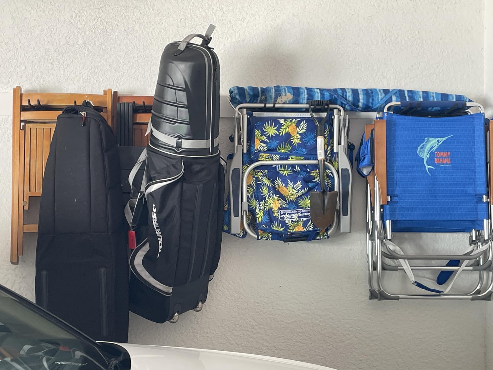 Wallmaster Garage Storage Organization Wall Mount, Garden Tool Rack Organizer Heavy Duty Folding Chair Hangers with 12 Adjustable Hooks 96inch Tracks Max Load 900lb customer photo 2