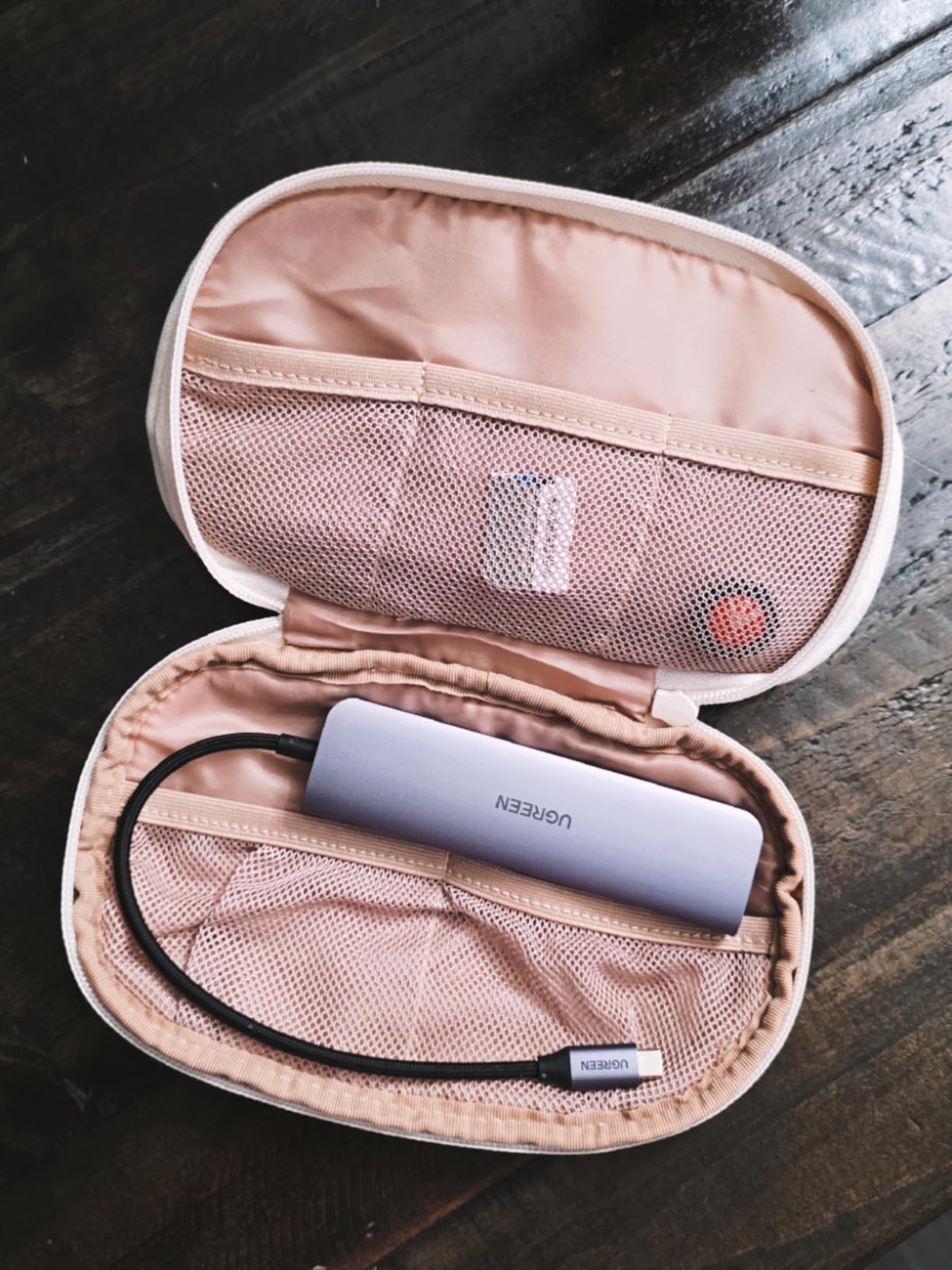 BAGSMART Cord Organizer Travel Cable Bag, Compact Tech Electronic Organizer Travel Case, Essentials for Charger, Cable, Phone, Flash drive - Beige customer photo 1