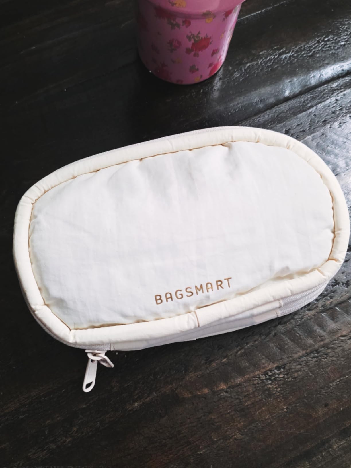 BAGSMART Cord Organizer Travel Cable Bag, Compact Tech Electronic Organizer Travel Case, Essentials for Charger, Cable, Phone, Flash drive - Beige customer photo 2