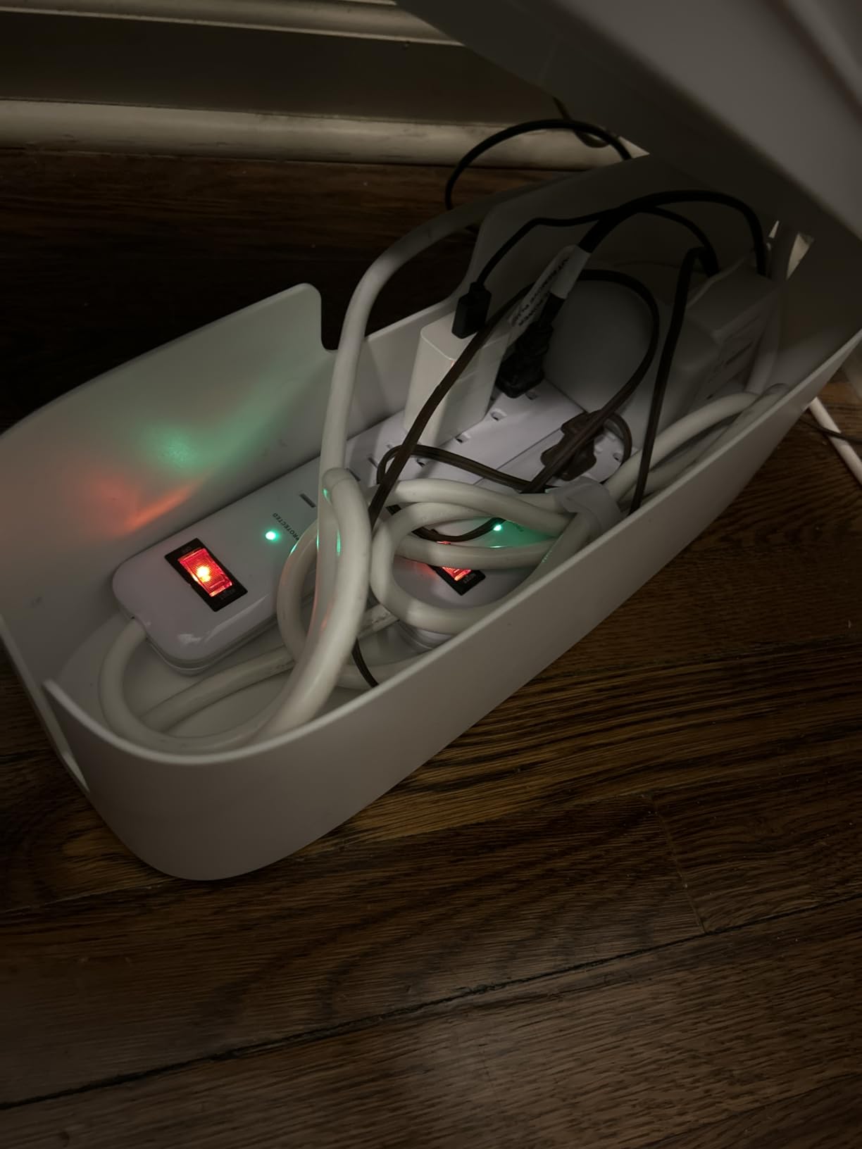 Cable Management Box - Large Cord Organizer Box to Hide Power Strip & Under Desk, TV Computer Wires Cable Organizer Box with Baby Proofs, Desk Cord Organizer for Home/Office - Black customer photo 2