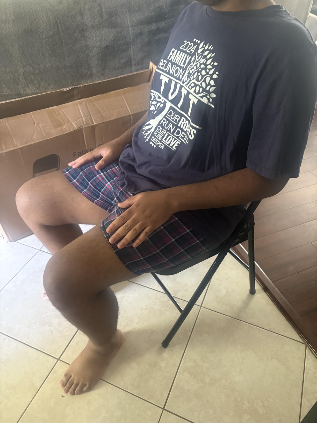 Nazhura 4 Pack Folding Chairs, Fabric Dining Chair Set with Padded Cushion and Back, Indoor Outdoo Seat for Home Office Events Wedding Party (Oatmeal Strip Fabric Seating) customer photo 2