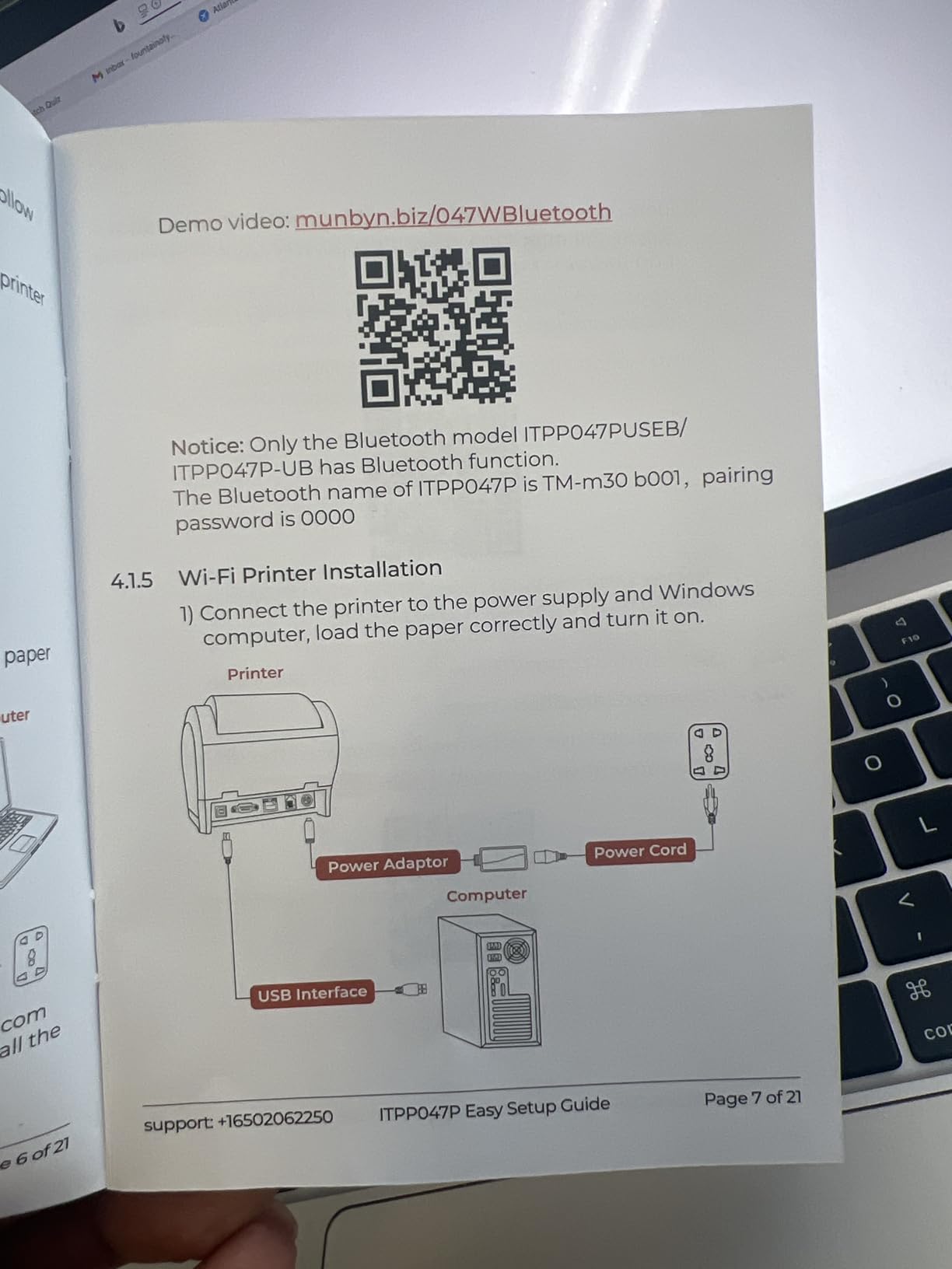 MUNBYN Bluetooth Thermal Receipt Printer P047, 80mm POS Printer, Thermal Printer with USB Serial Ethernet, Bluetooth, Support Android Windows PC (Do Not Support iOS Paypal Doordash Grubhub Vagaro) customer photo 3