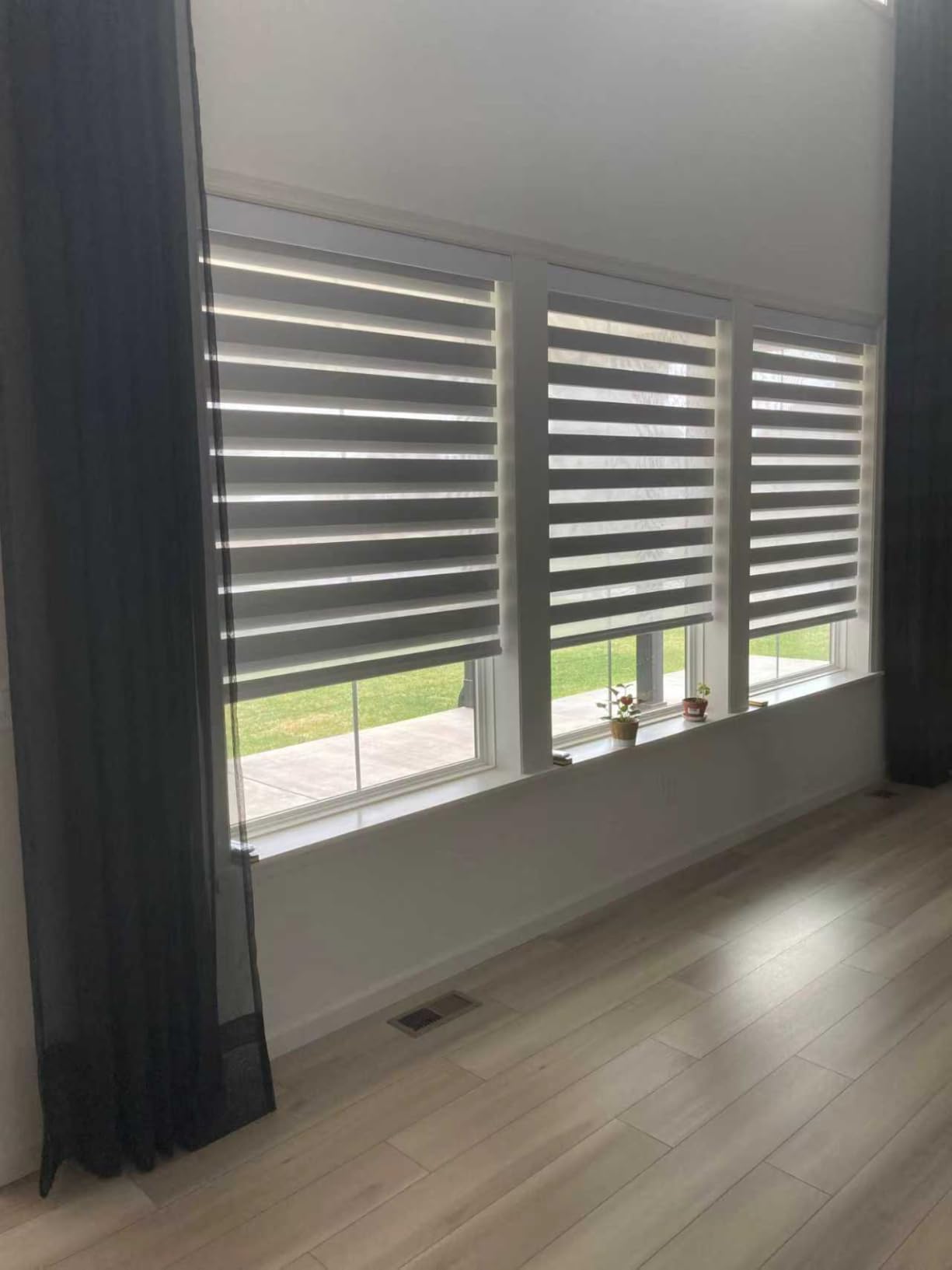 Motorized Zebra Blinds with Remote Smart Blind Work with HomeKit Alexa SmartThings Electric Day and Night Shade Cordless Automatic Solar Powered Window Shade Customize (Classic White) customer photo 1