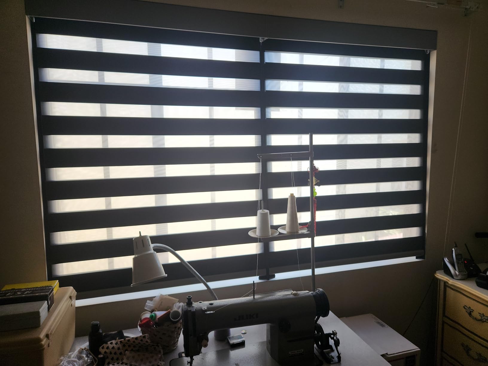 Motorized Zebra Blinds with Remote Smart Blind Work with HomeKit Alexa SmartThings Electric Day and Night Shade Cordless Automatic Solar Powered Window Shade Customize (Classic White) customer photo 2