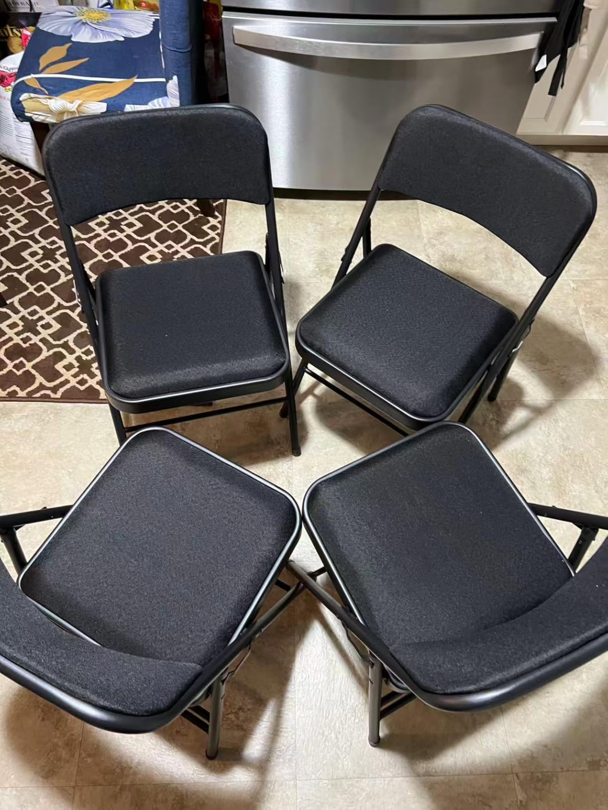 6 Pack Padded Folding Chairs with Cushion Seat, Fabric Dining Chair Set Indoor Outdoor Stackable Portable Folding Chairs with Steel Frame for Home Office Events Wedding Party,Grey customer photo 1