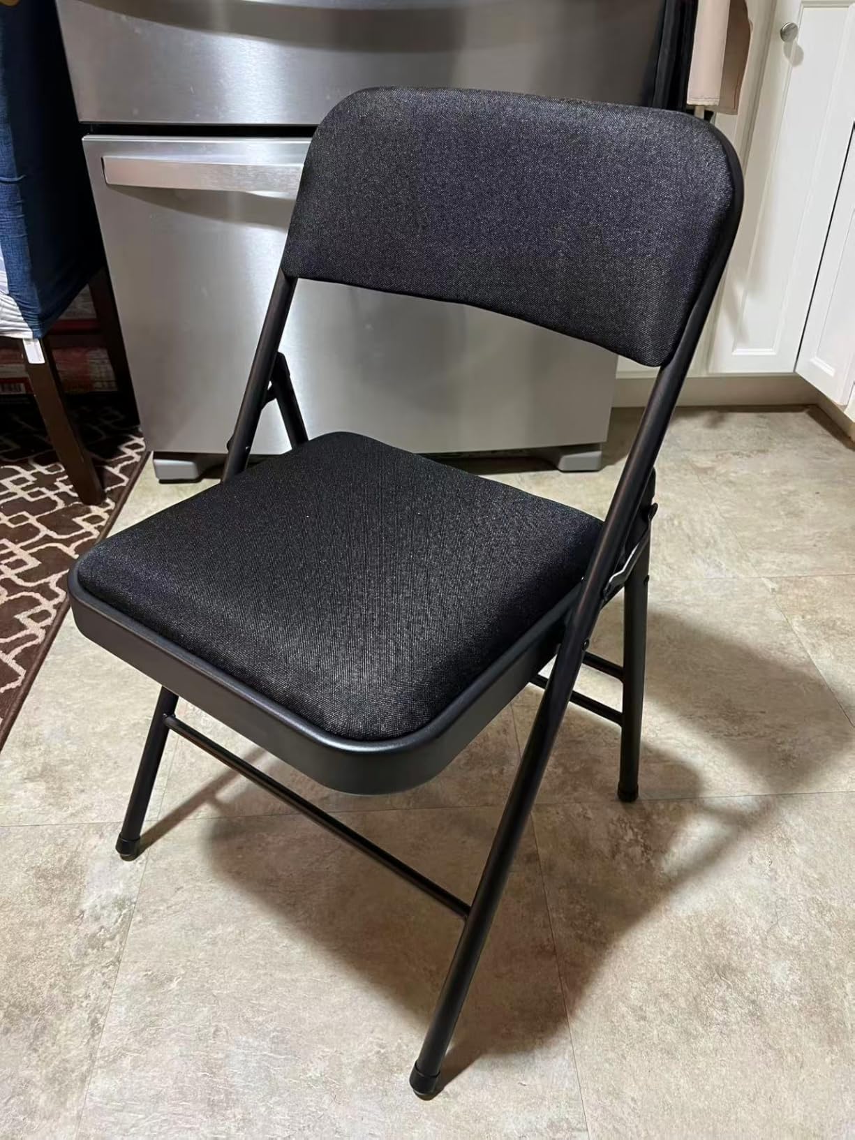 6 Pack Padded Folding Chairs with Cushion Seat, Fabric Dining Chair Set Indoor Outdoor Stackable Portable Folding Chairs with Steel Frame for Home Office Events Wedding Party,Grey customer photo 2