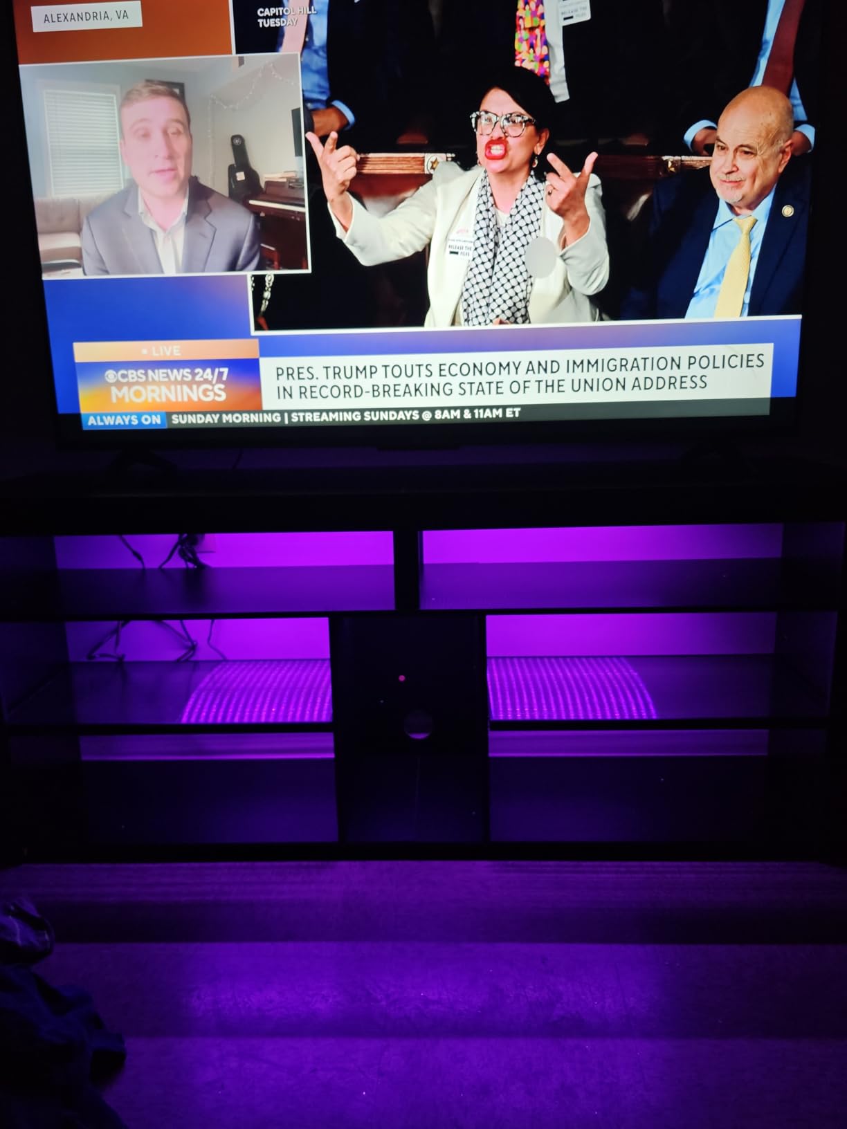 Bestier LED Tall TV Stand, Entertainment Center for 55/60/65 Inch TV, Gaming TV Console with Storage for PS4, Adjustable Shelf TV Cabinet for Living Room Bedroom, Carbon Fiber Black customer photo 1