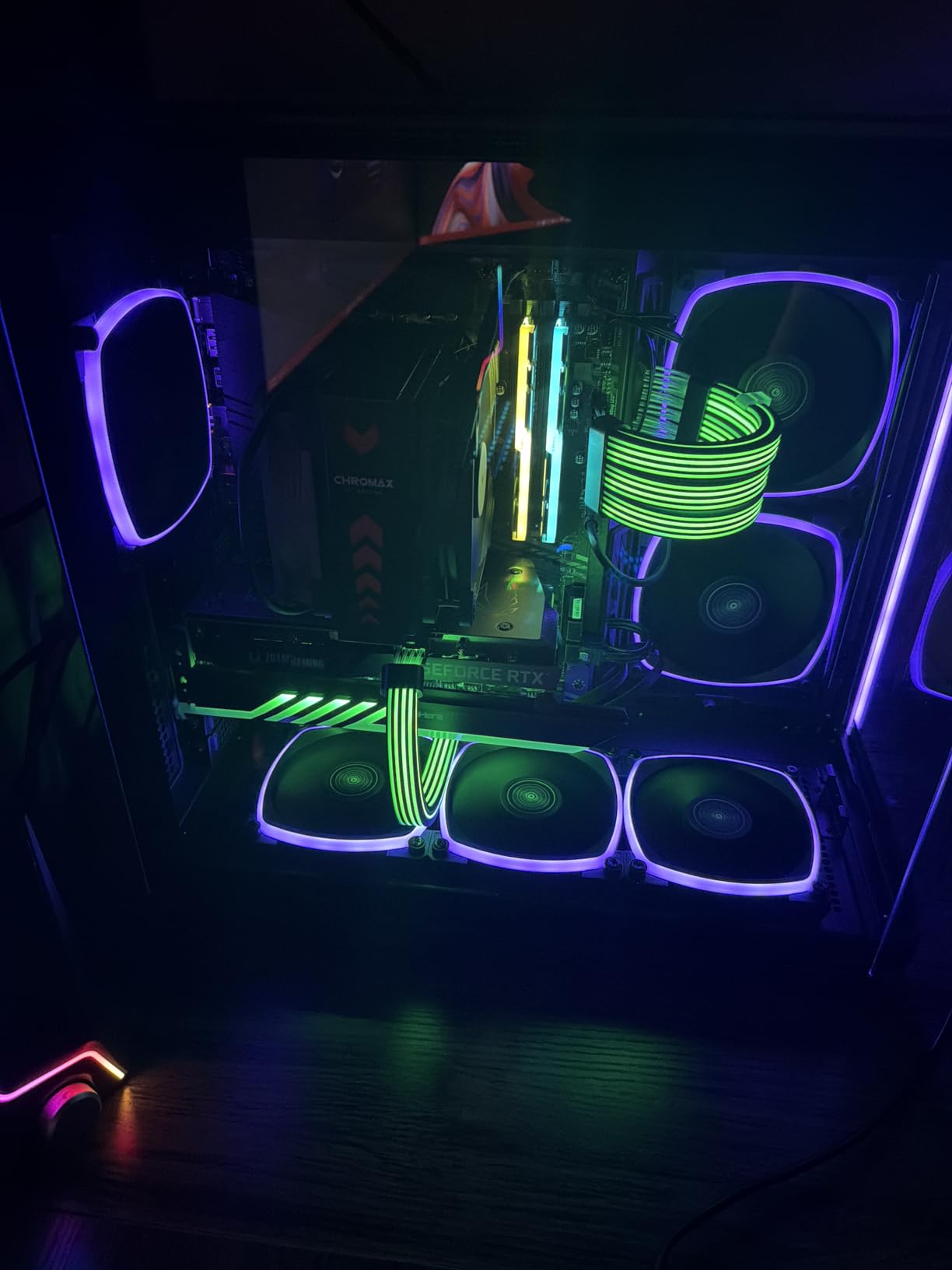 Sirlyr RGB 8 Pin PCIE Cable,Bright ARGB GPU Cables Extension for RTX 3060 4060 4070 Radeon RX 6600 580 Graphics Card Power Supply 5V3Pin PC Case Accessory Black customer photo 2