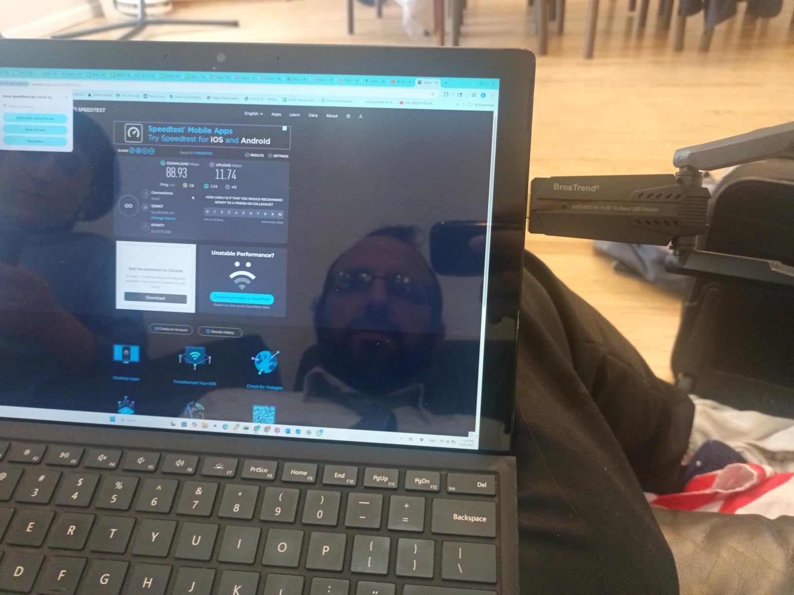 BrosTrend AXE5400 WiFi 6E USB Adapter, Tri-Band Long Range USB WiFi Adapter for Desktop PC Laptop, 6GHz 2402Mbps + 5GHz 2402Mbps + 2.4GHz 574Mbps, Ultra-Low Latency Wireless Dongle for Windows 11/10 customer photo 1