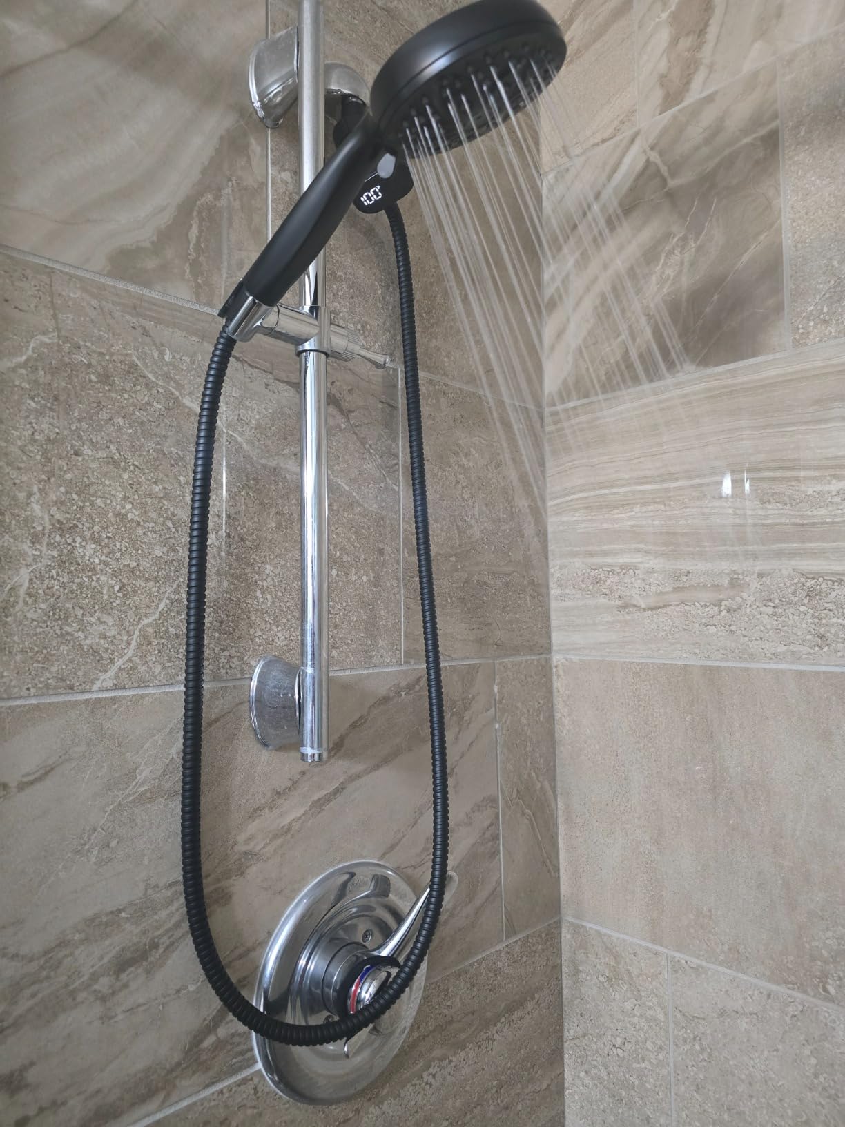 JDO Handheld Shower Head with LED Display Temperature - High Flow Showerhead with 6 Different Shower Modes - Easy-to-Clean Functions - Shower Hose Shower Holder Included customer photo 2