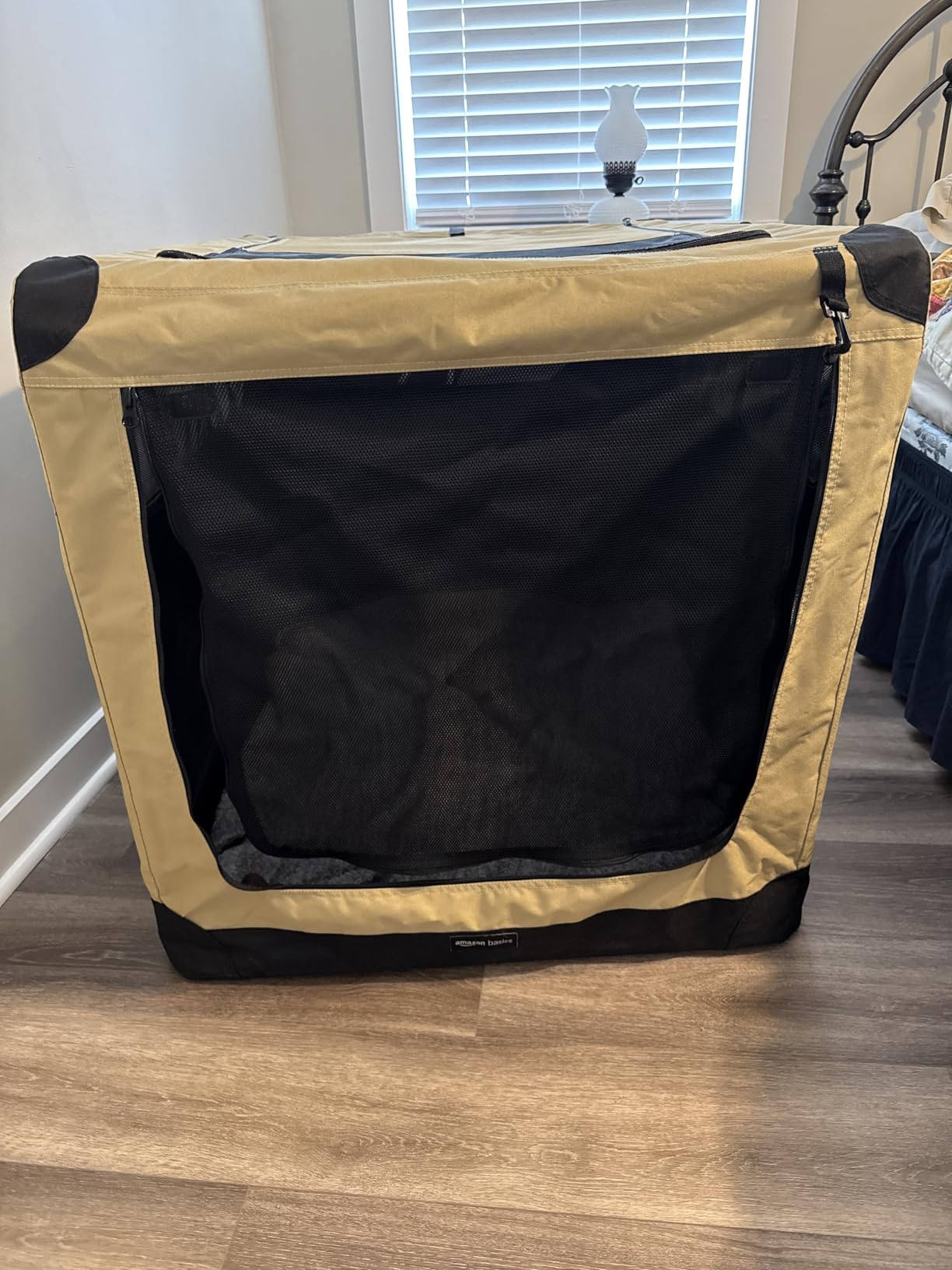 Amazon Basics 4-Door Portable Folding Soft Dog Crate, Collapsible Travel Kennel for Cat, Dog, and Other Small Animals, Pop Up with Easy Transportation, Grey, M 30