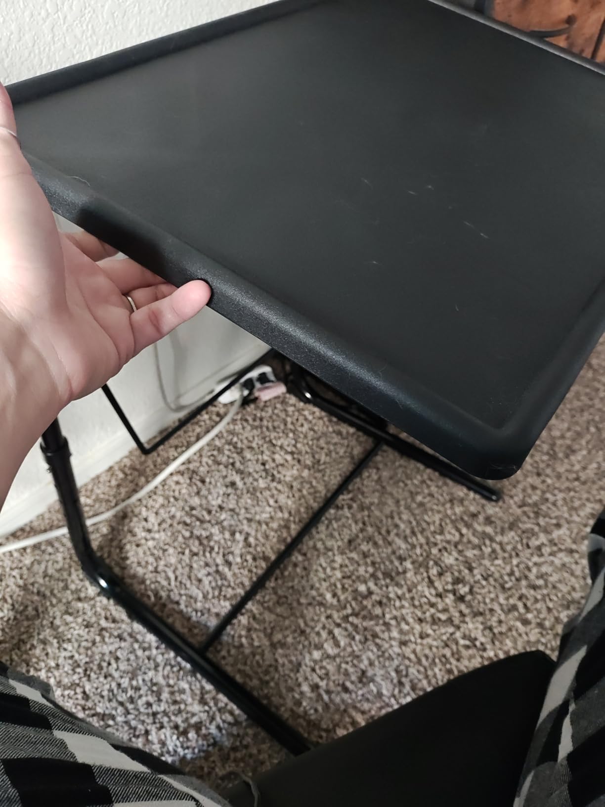 TV Tray Table, Adjustable TV Dinner Table for Eating on Couch with Cup Holder, Folding Couch Desk with 6 Height & 3 Tilt Angle Adjustments, Comfortable Laptop Stand for Bed & Sofa, Black customer photo 2