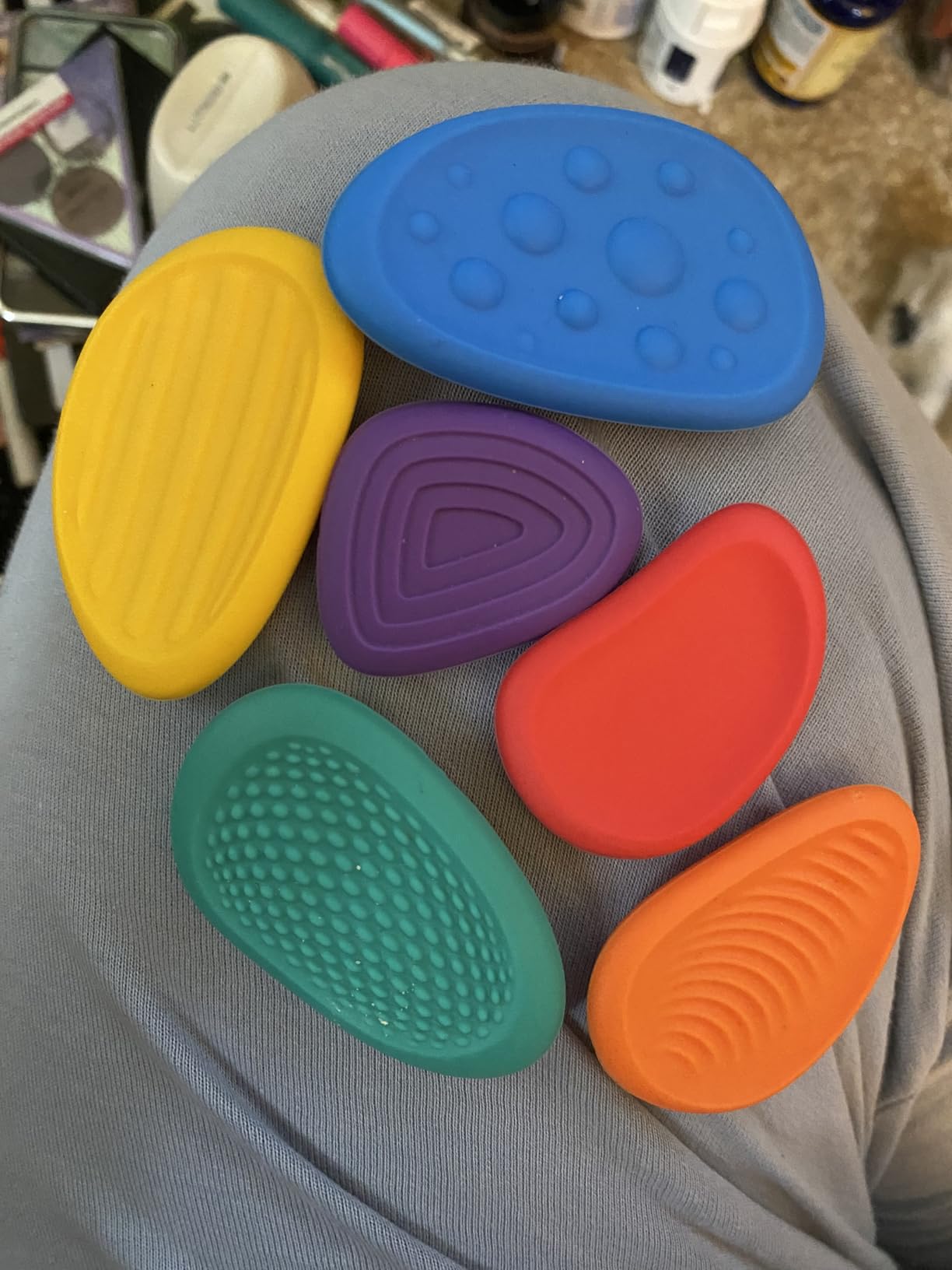 Fidget Toys Sensory Stone for Kids: 6 Pack Textured Soft Worry Stone for Autism Kids Calming - Fidget Stress Toys for Students Anxiety Relief - Small Prizes Fidget Toys customer photo 1