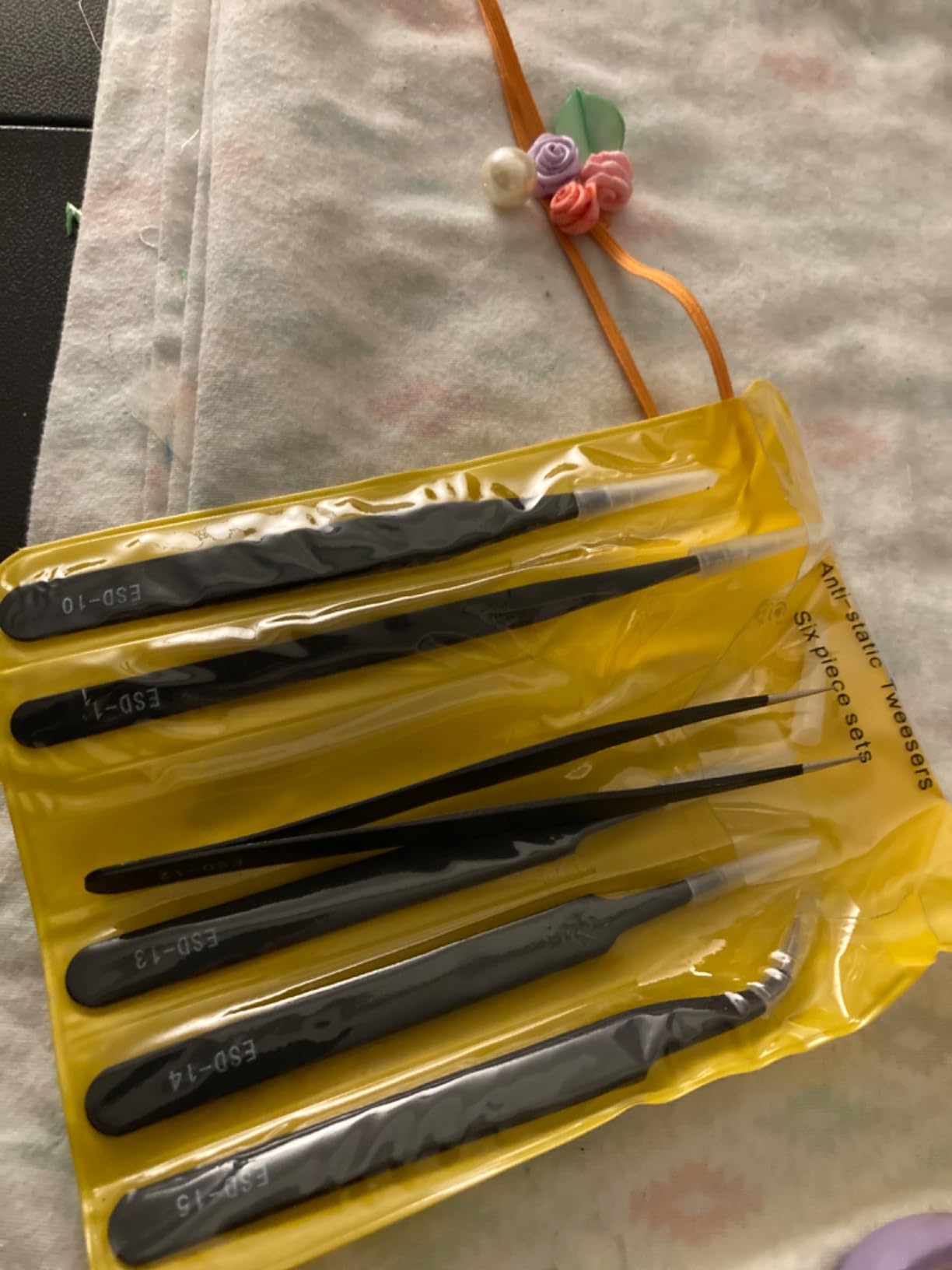 6 Pcs Precision Tweezers Set, Premium Anti-Static Stainless Steel Tweezer, ESD Curved of Tweezers for Electronics, Craft, Laboratory Work, Jewelry-Making, etc customer photo 1