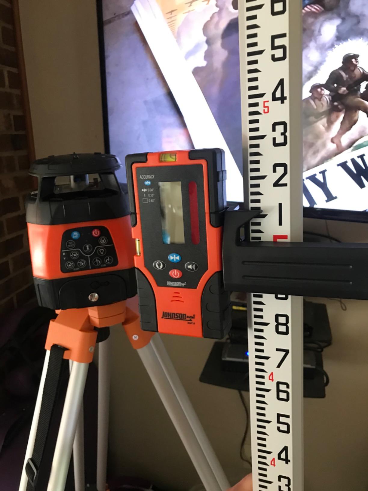 Johnson Level & Tool JRT300-RDHV-S Self-Leveling Red Dual Slope Rotary Laser System, 4,000FT Range, Lithium Ion Batteries, Magnetic Target, Laser Detector, Remote Control, Tripod and 13 FT Grade Rod customer photo 4