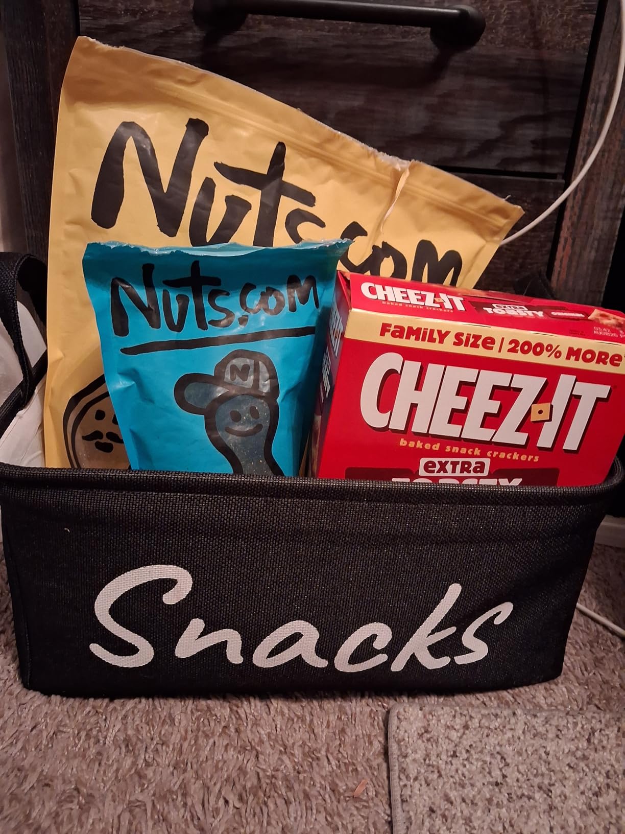 Snack Bin for Pantry - Snack Basket Organizer for Countertop - Imitation Linen Snack Storage Containers for Storing Chips, Pretzels, Cookies, Popcorn and more - Kitchen Organization customer photo 2