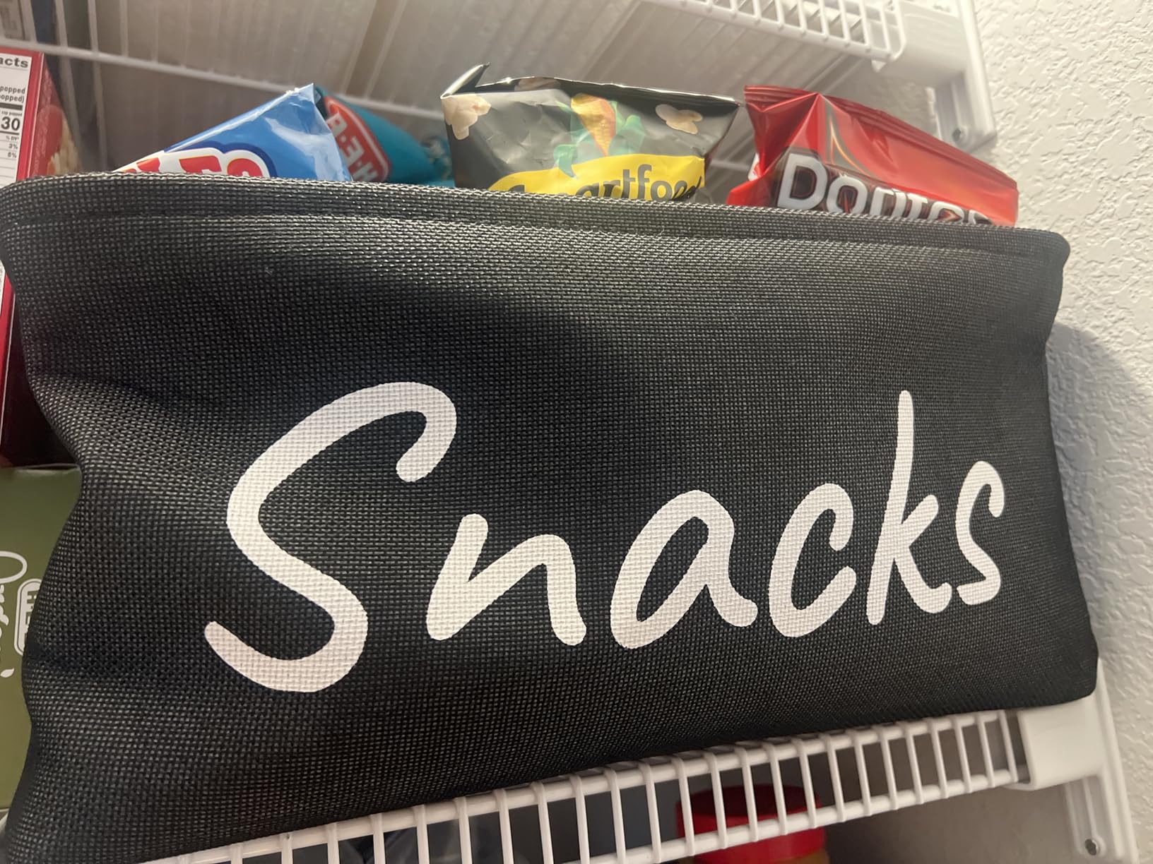 Snack Bin for Pantry - Snack Basket Organizer for Countertop - Imitation Linen Snack Storage Containers for Storing Chips, Pretzels, Cookies, Popcorn and more - Kitchen Organization customer photo 3