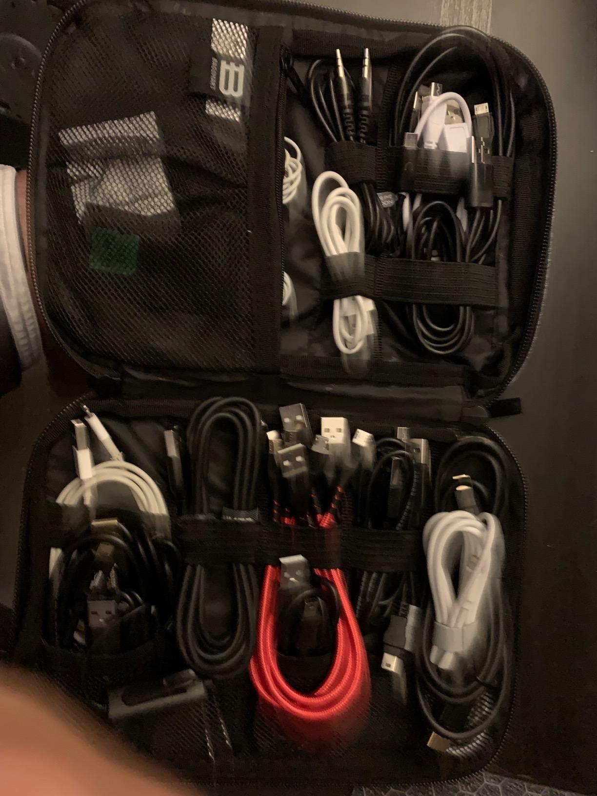 BAGSMART Electronics Organizer Travel Case, Cable Charger Cord Tech Organizer Pouch for Phone Charger Accessories, Black customer photo 2