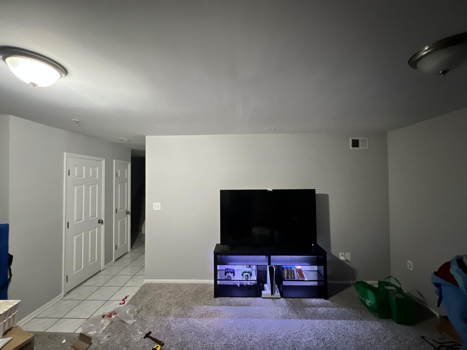 Bestier TV Stand for 70 inch TV, Tall Entertainment Center with 2 Led Lights, Gaming TV Console with Storage for PS5, Modern TV Cabinet for Bedroom, Living Room, Black Marble customer photo 1