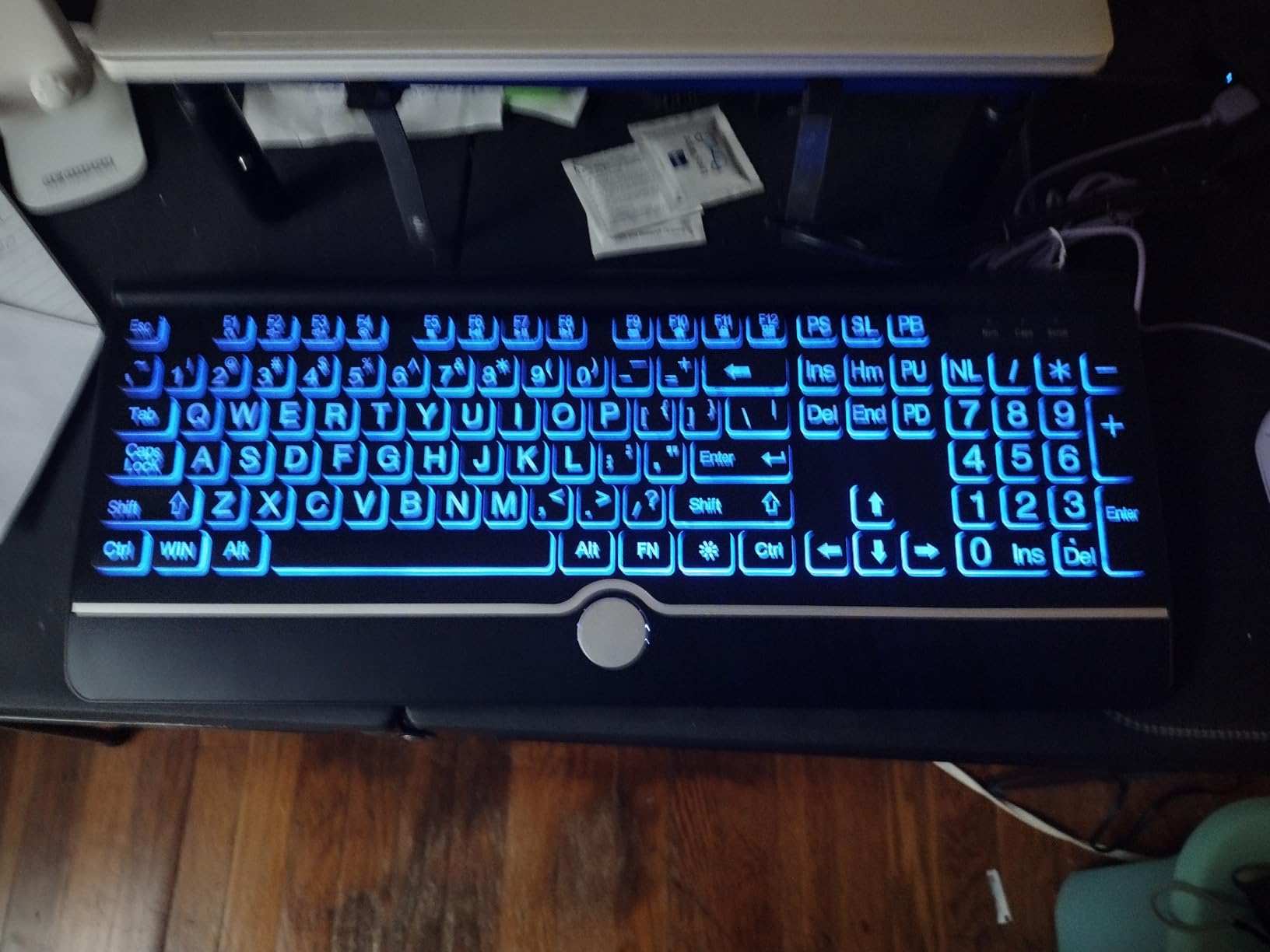 Large Print Backlit Computer Keyboard, 7-Color Backlit Keyboard with Wrist Rest, USB Plug-and-Play, Oversize Letters Keys Easy to See and Type, Wired Light Up Keyboards for Laptop, PC, Gaming customer photo 1