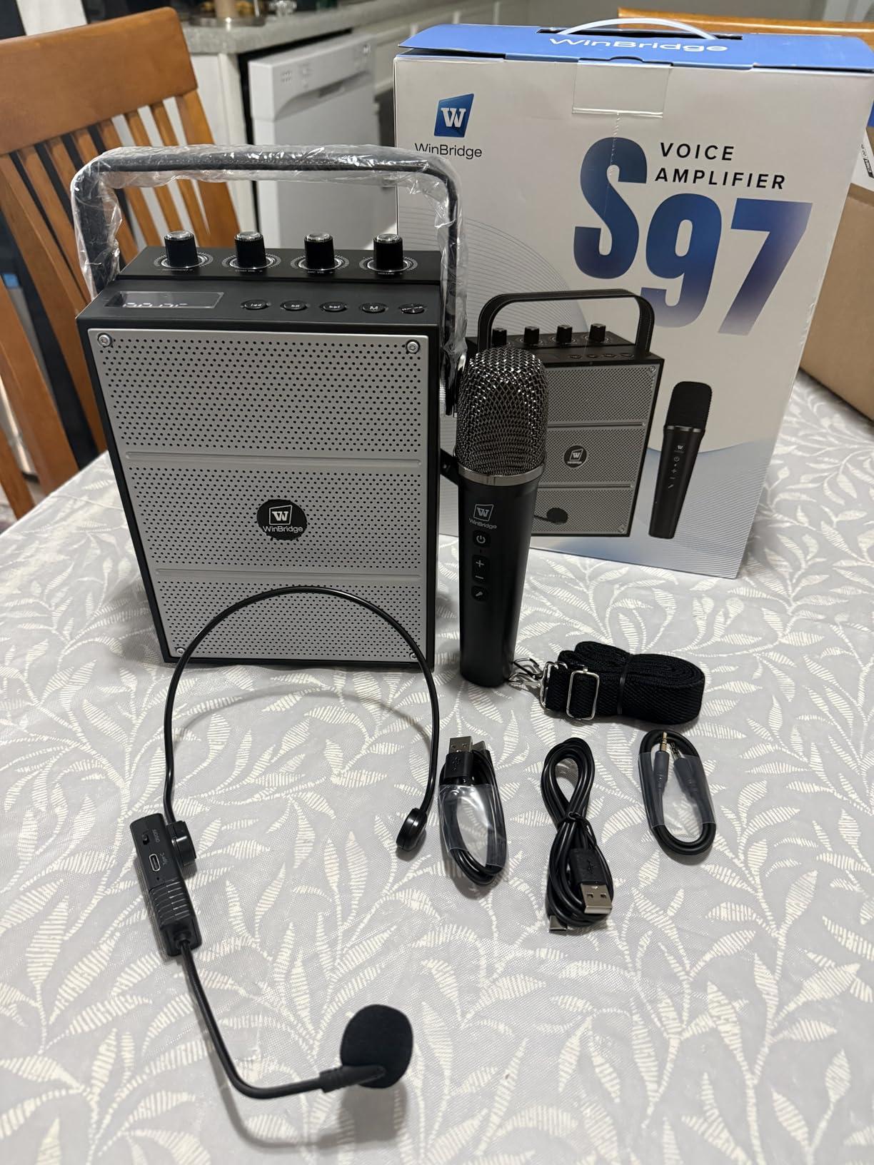 WinBridge S97 60W Bluetooth Speaker Mic- Powerful Wireless Voice Amplifier with Dual Microphones, Portable PA System & Karaoke Machine for Teachers, Sound Effects, Guitar Input, High Bass customer photo 1