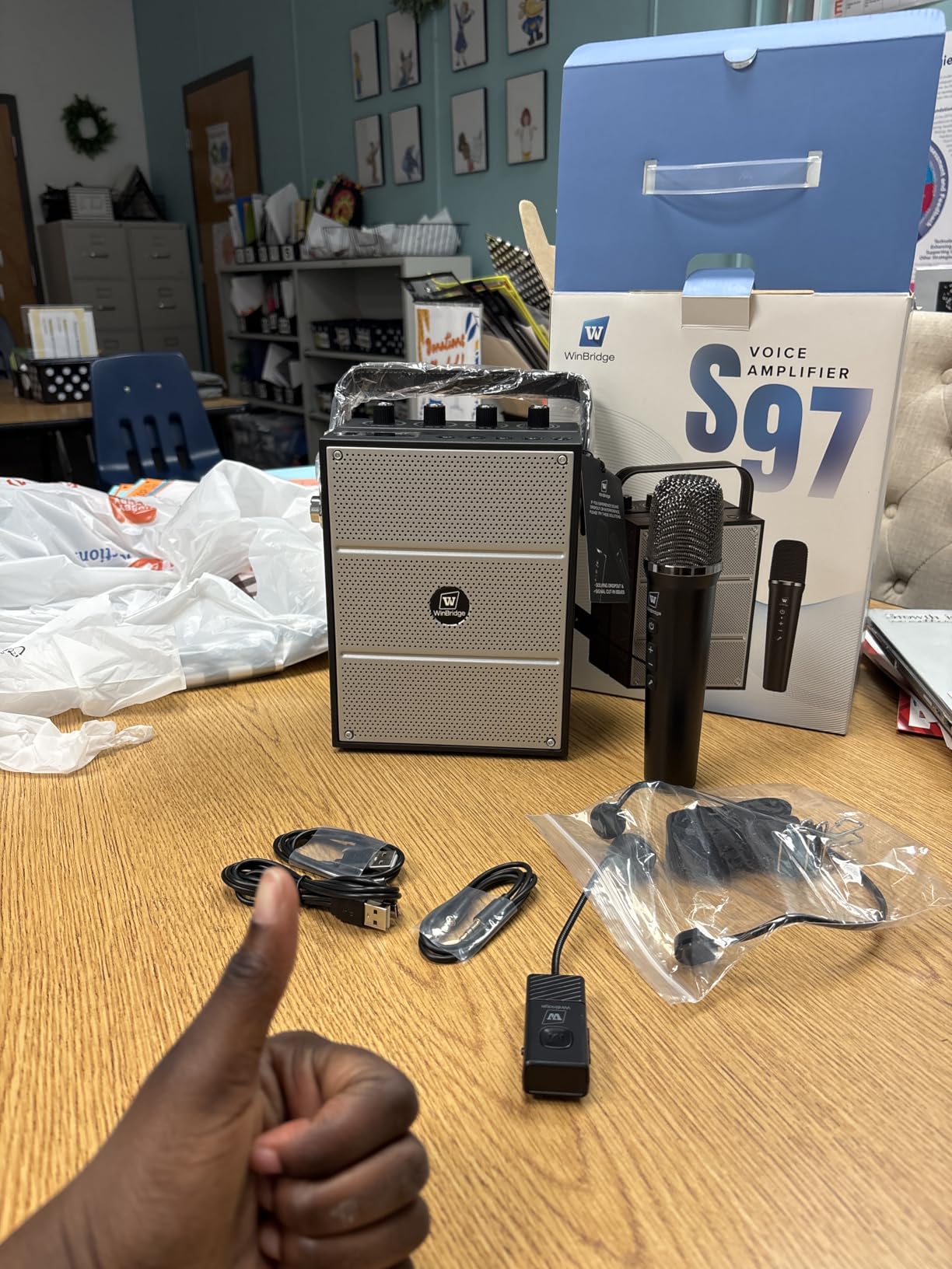 WinBridge S97 60W Bluetooth Speaker Mic- Powerful Wireless Voice Amplifier with Dual Microphones, Portable PA System & Karaoke Machine for Teachers, Sound Effects, Guitar Input, High Bass customer photo 2