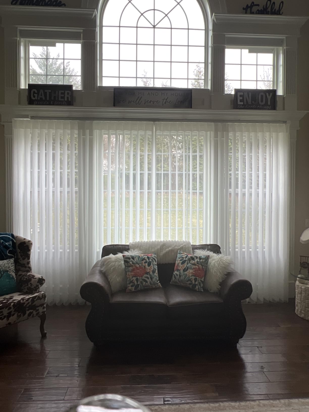 Motorized Sheer Vertical Blinds Work with Alex Google Home, Light Filtering Smart Vertical Blind Sliding Door Blinds Remote Control for Sliding Glass Door Customize (White) customer photo 2