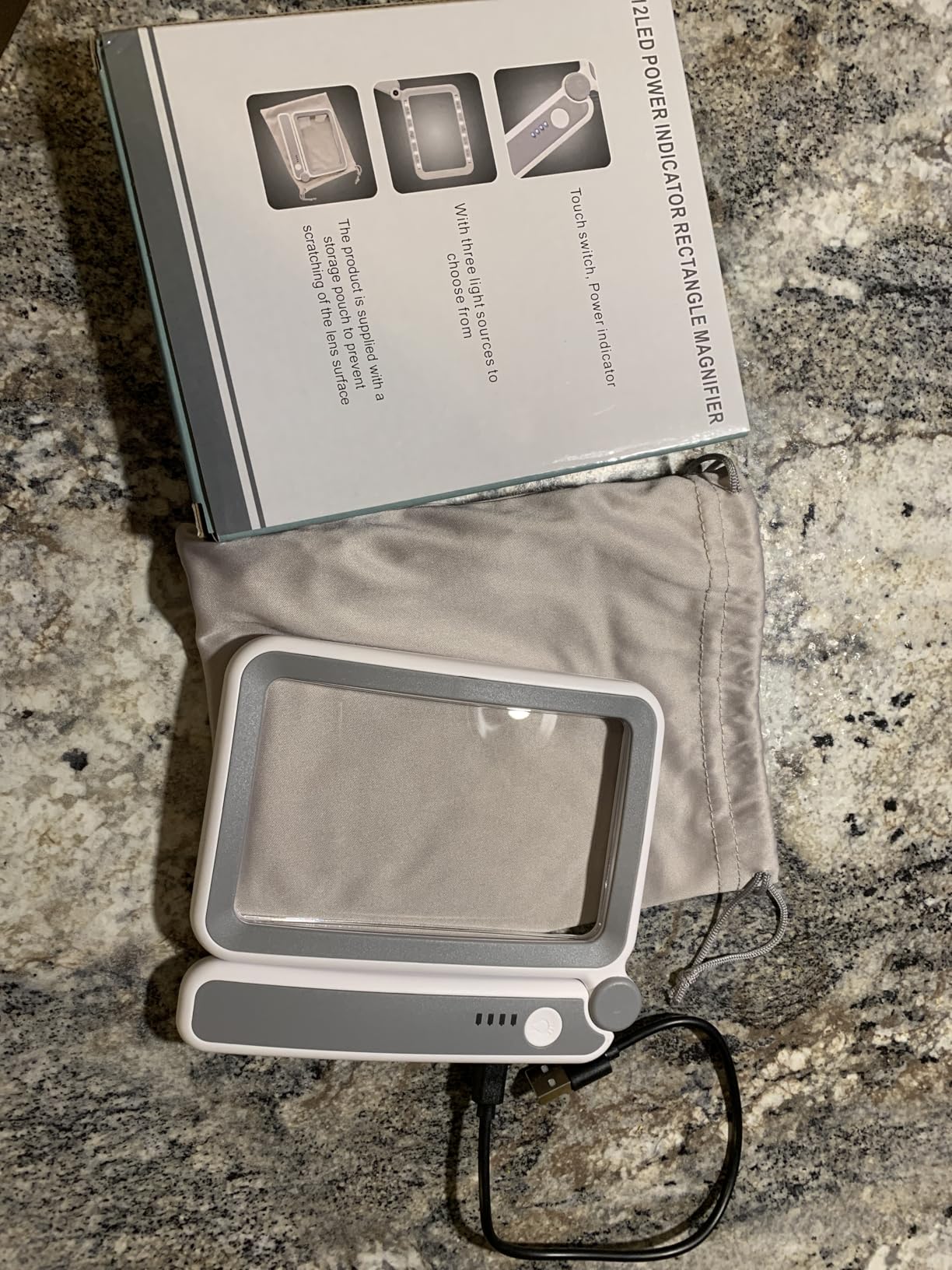 Magnifying Glass with Light, Rechargeable 5X Large Page Magnifier for Reading, Folding Handheld Dimmable, LED Lighted Rectangle Magnifier for Reading Book Small Print for Seniors Low Vision customer photo 2