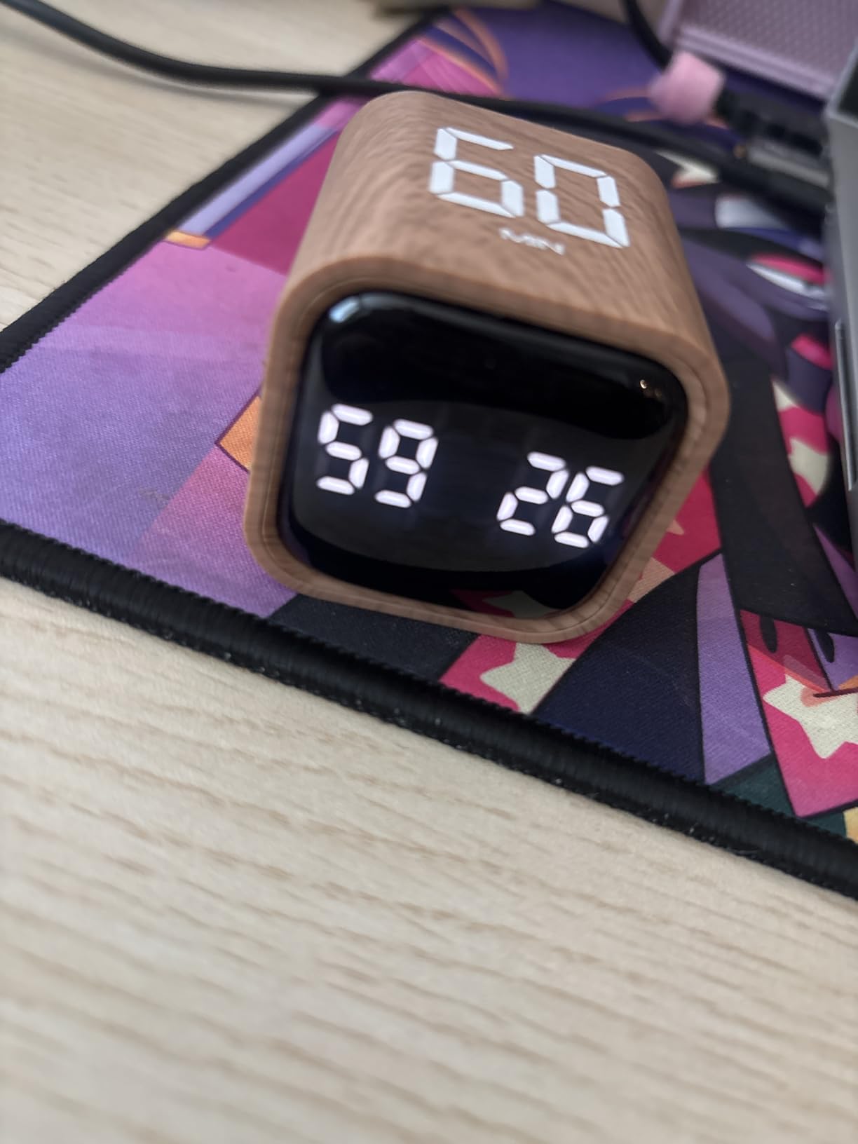 VEWINGL Cube Productivity Timer, 5/10/30/60 Min Presets + Custom Countdown, Silent/Vibrate/Sound Alarm, Pause & Resume, Desk Timer for Work, Study, Tasks, Kitchen customer photo 2